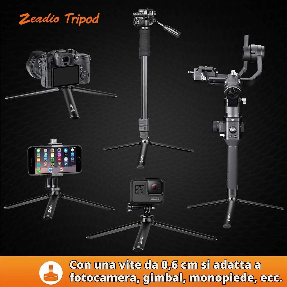 Zeadio Mini Treppiede in Metallo per Smooth 4, Plus, Crane 2, Osmo Mobile, Ronin-S, Vimble 2 e Fotocamere - immagine 5