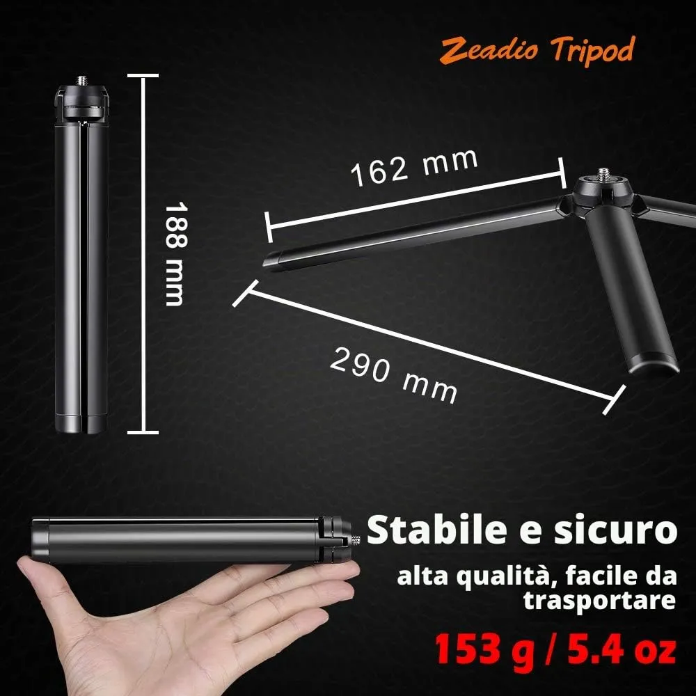 Zeadio Mini Treppiede in Metallo per Smooth 4, Plus, Crane 2, Osmo Mobile, Ronin-S, Vimble 2 e Fotocamere - immagine 6