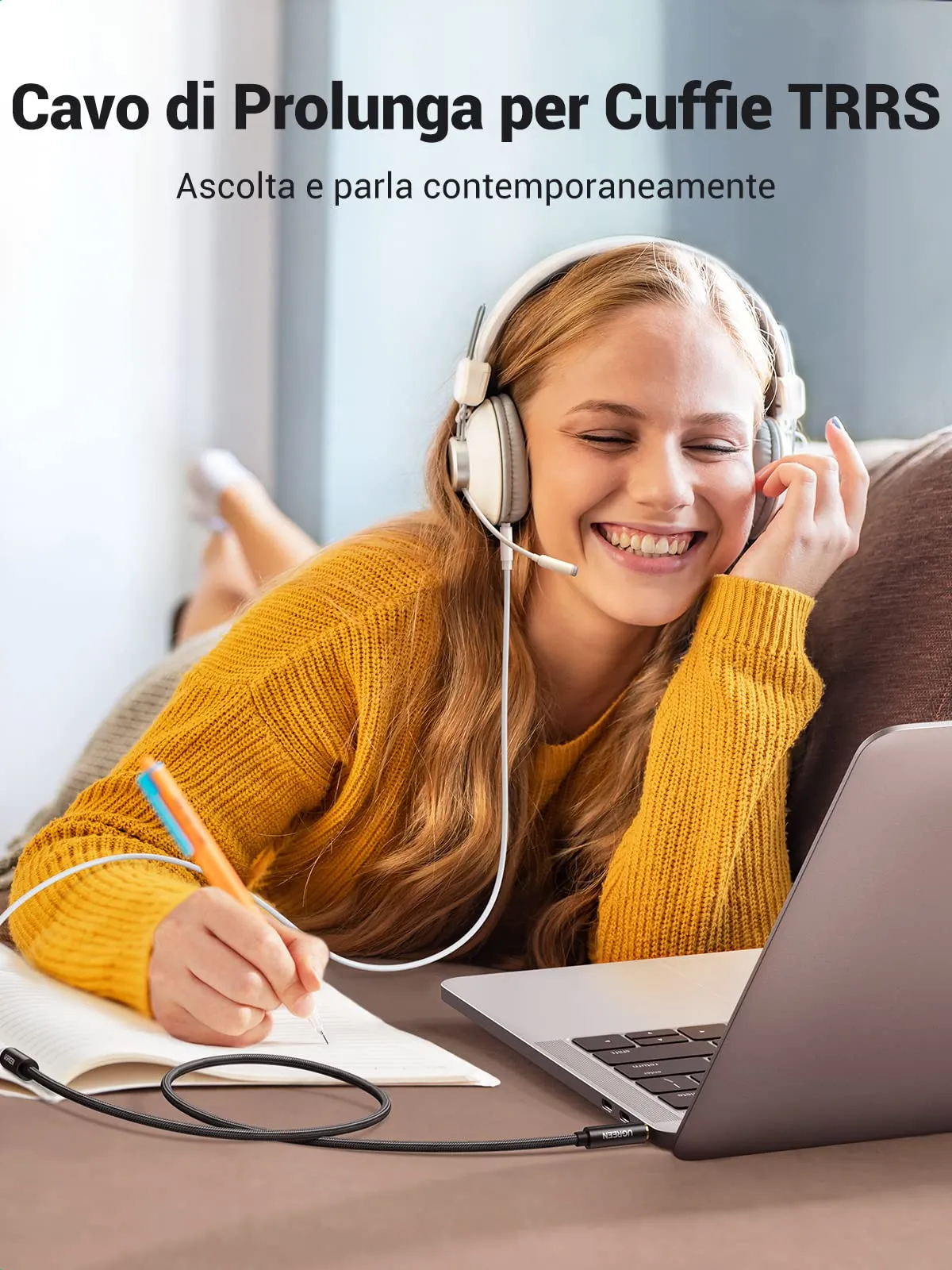 UGREEN Cavo Prolunga Jack 3,5mm con Microfono, 4 Poli, 2m - immagine 2