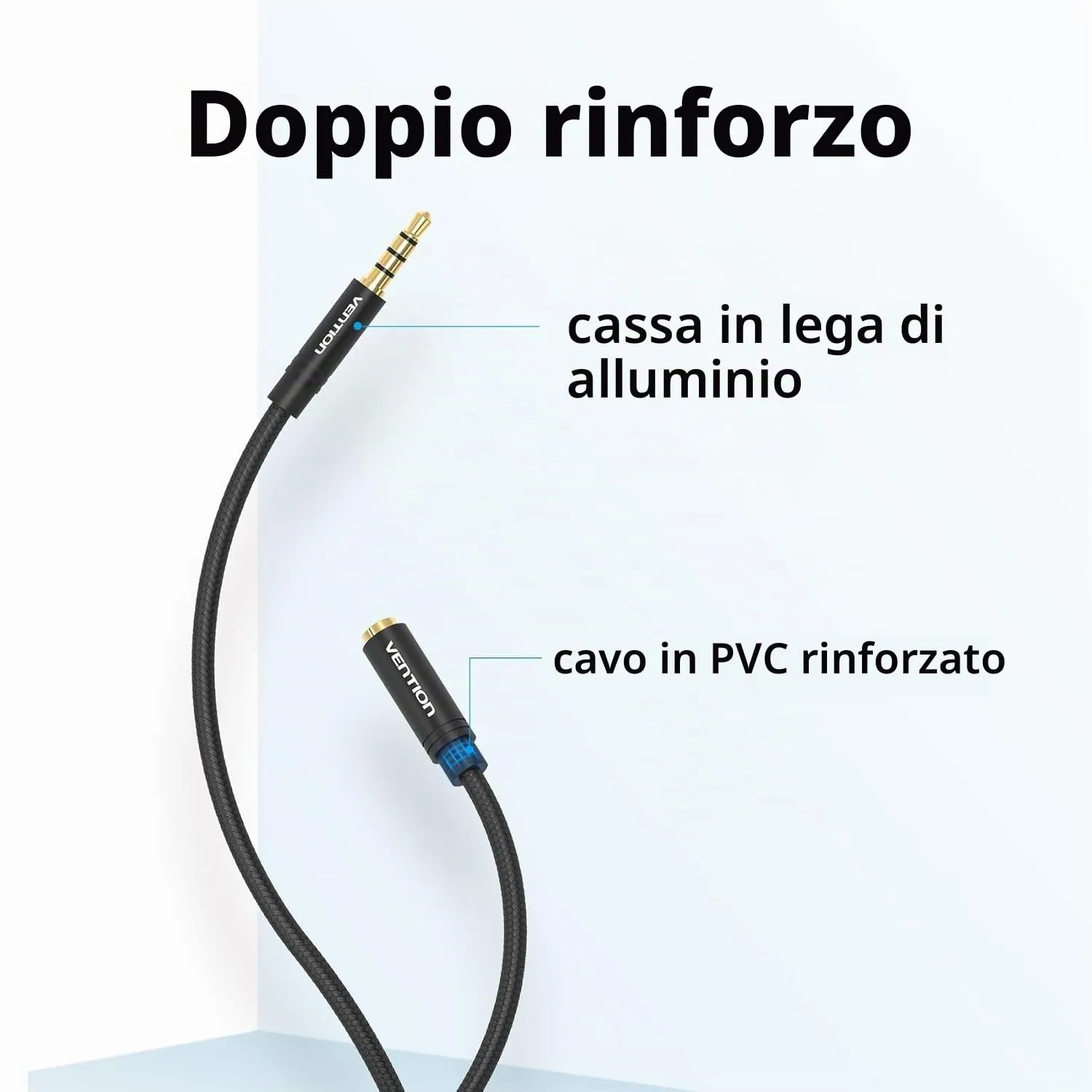 VENTION Prolunga Cuffie Jack 3,5mm Cavo Audio Stereo Maschio a Femmina 0.5m - immagine 3
