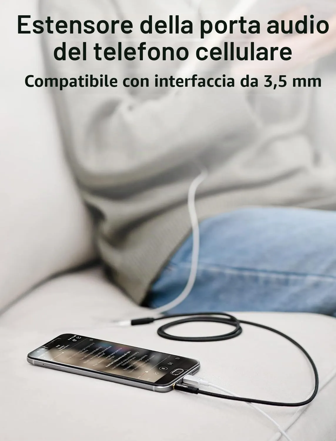 VENTION Prolunga Cuffie Jack 3,5mm Cavo Audio Stereo Maschio a Femmina 0.5m - immagine 4