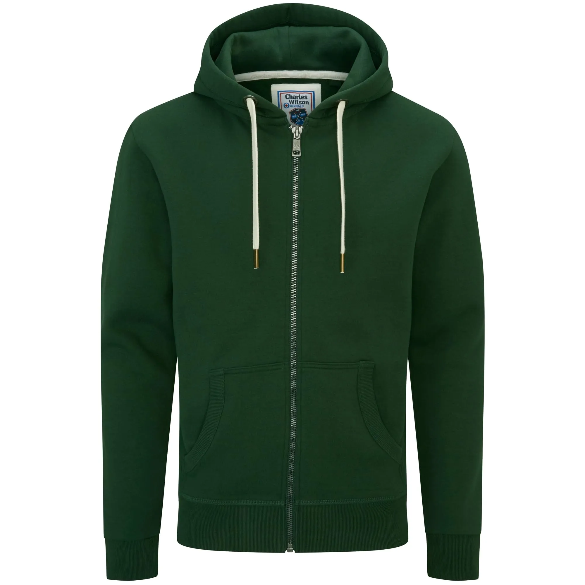 Charles Wilson Felpa con Cappuccio in Misto Cotone con Zip - Medium, Dark Green (0819) - immagine 1