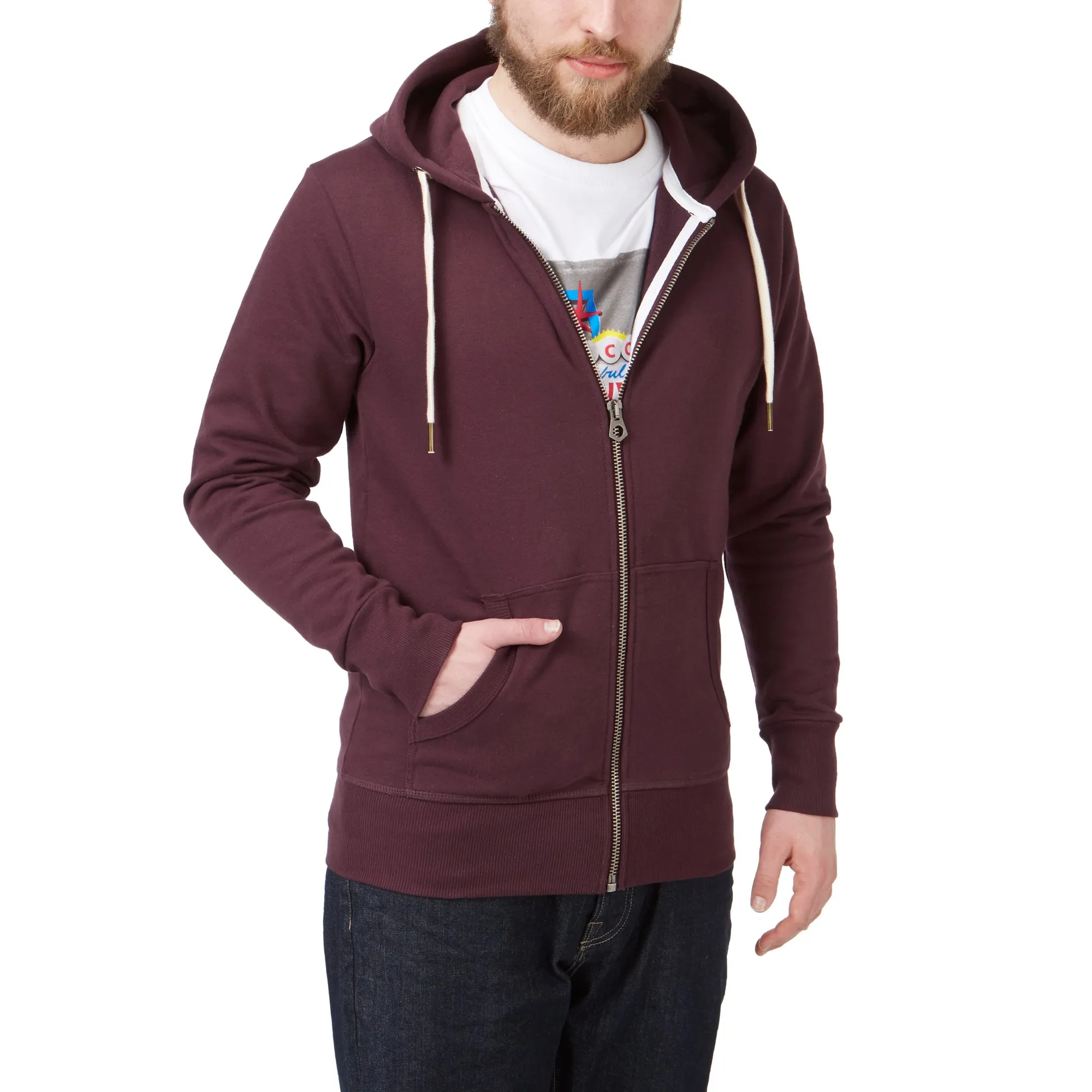 Charles Wilson Felpa con Cappuccio in Misto Cotone con Zip - Medium, Port (0819) - immagine 2