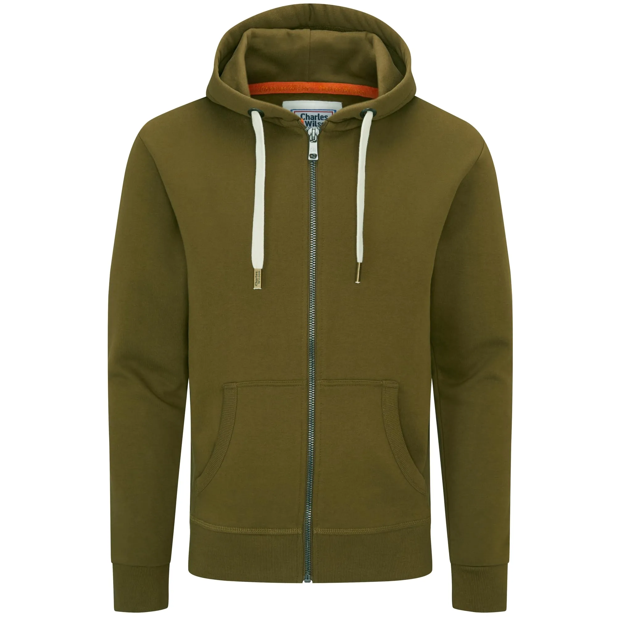 Charles Wilson Felpa con Cappuccio in Misto Cotone con Zip, XXL, Olive (0819) - immagine 1