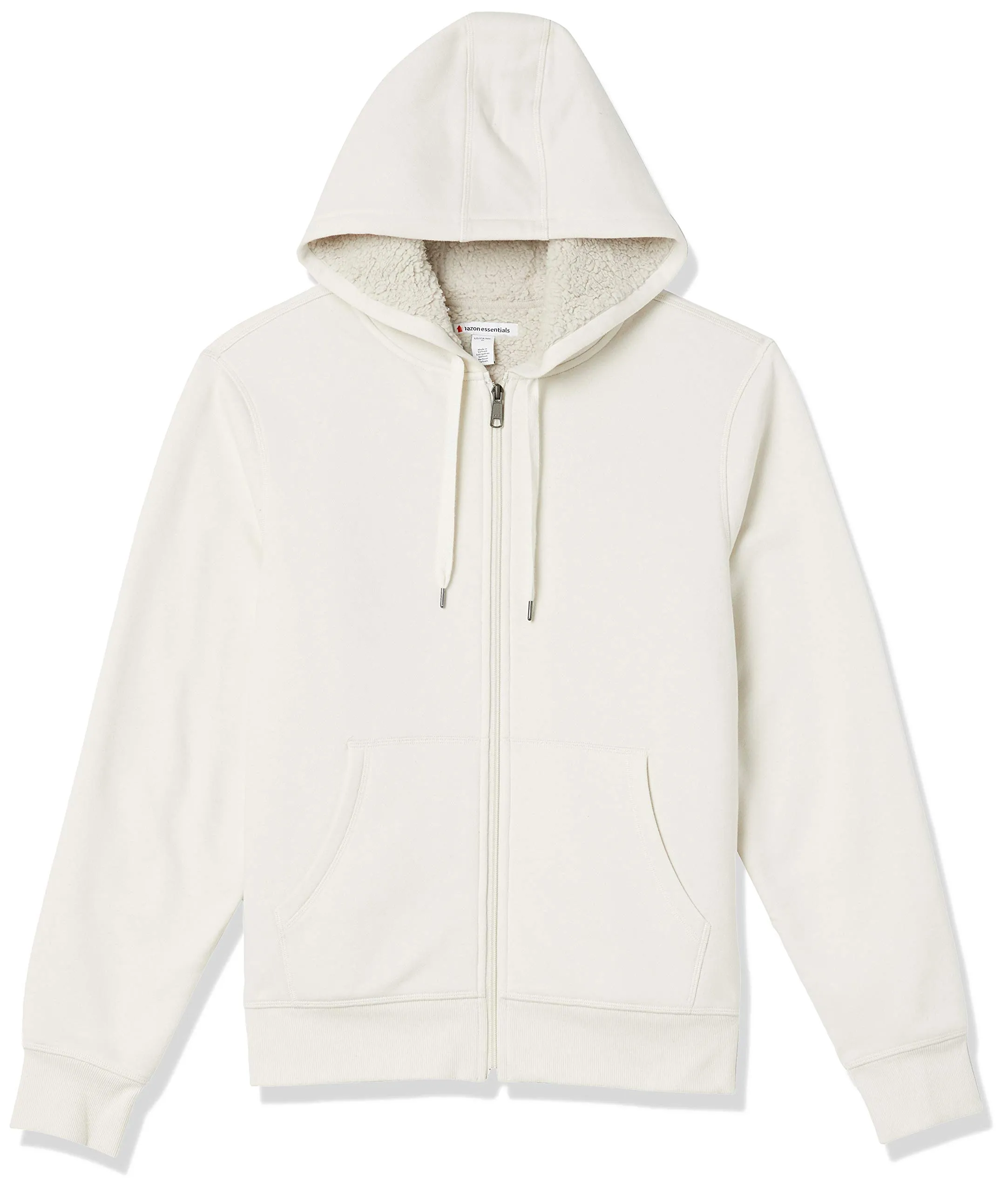 Amazon Essentials Felpa con Cappuccio e Cerniera Integrale in Pile Foderata in Sherpa Uomo, Bianco Sporco, XXL - immagine 1