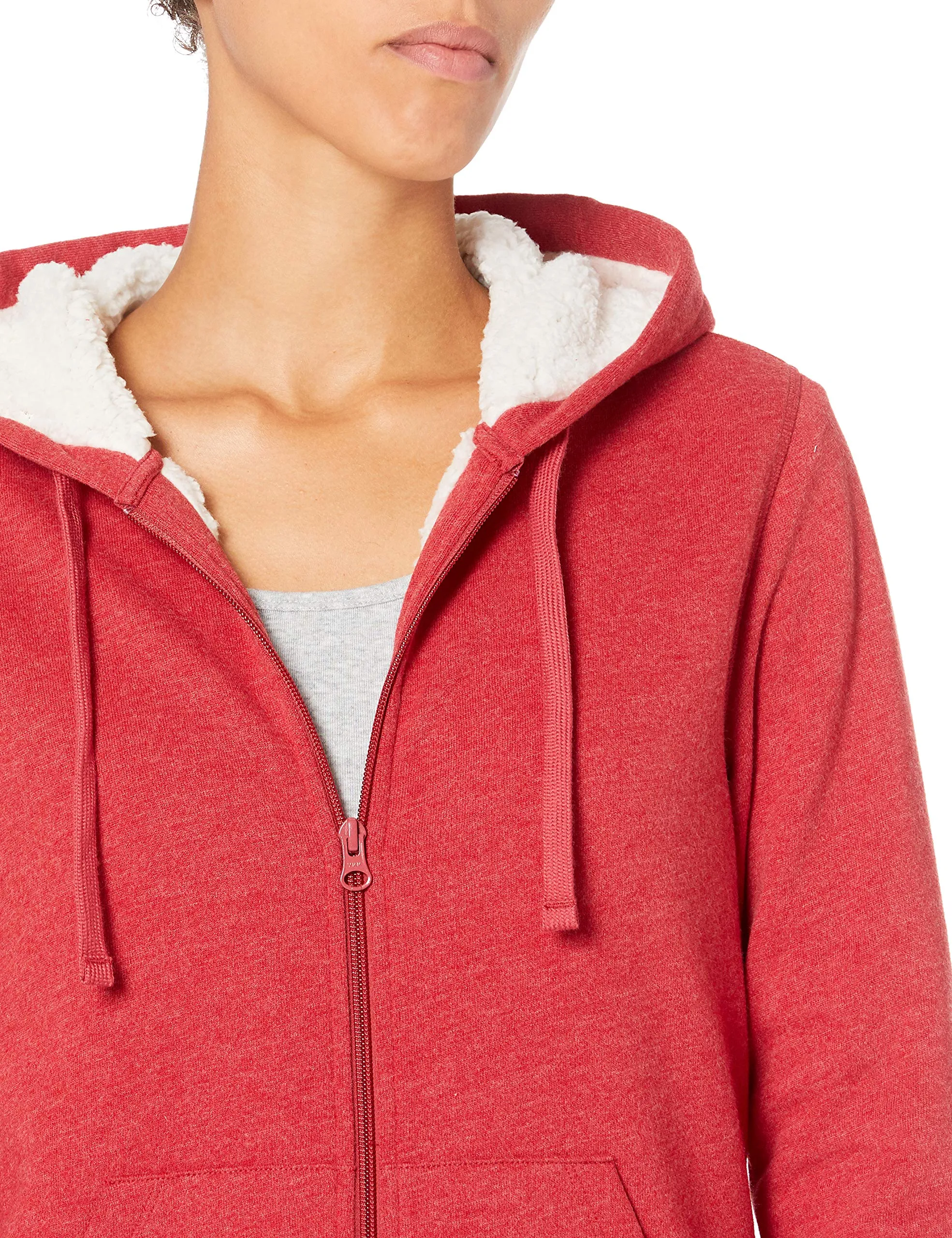 Amazon Essentials Giacca con Cappuccio in Pile Foderata in Sherpa Donna, Rosso Puntinato, XL - immagine 5