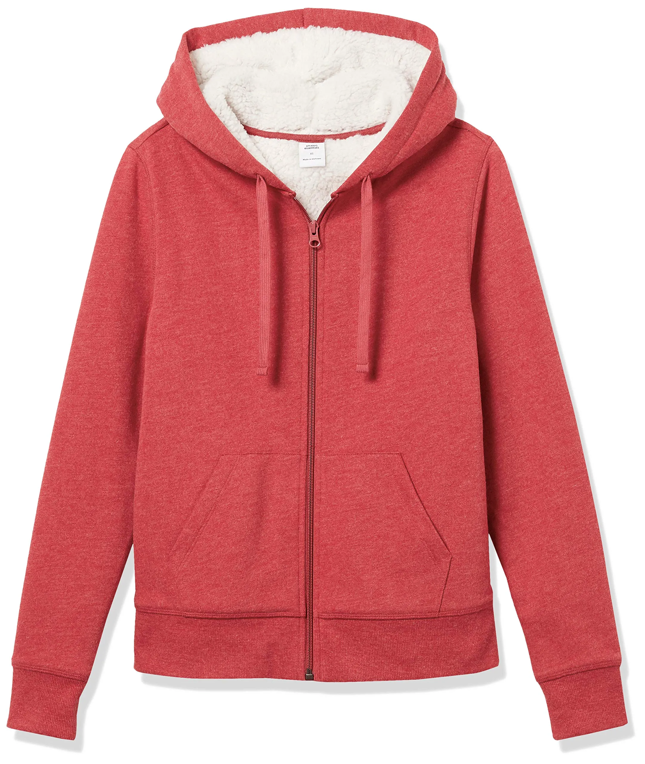 Amazon Essentials Giacca con Cappuccio in Pile Foderata in Sherpa Donna, Rosso Puntinato, XL - immagine 6