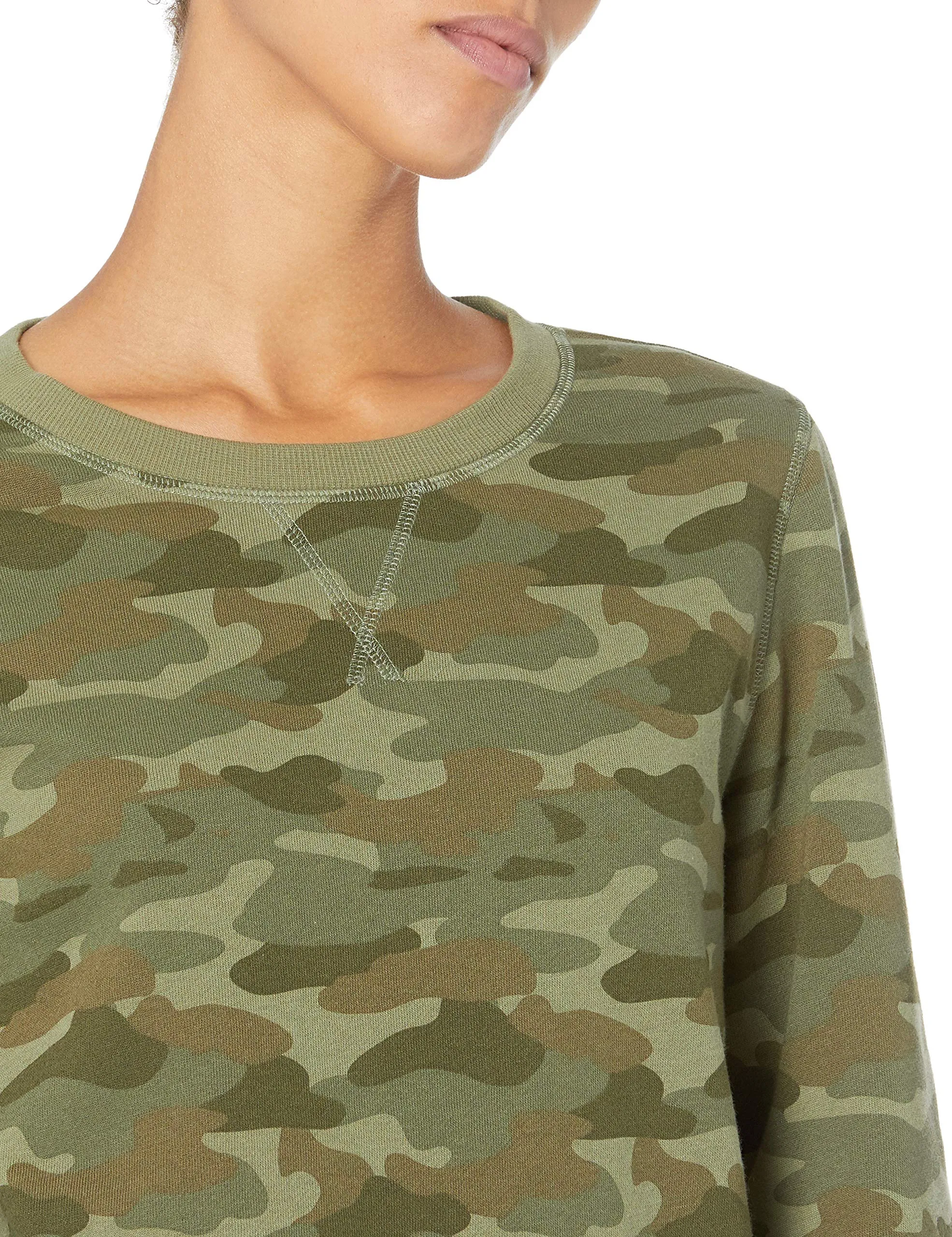 Amazon Essentials Felpa Girocollo da Donna in Pile di Spugna Francese, Verde Mimetico, M - immagine 4