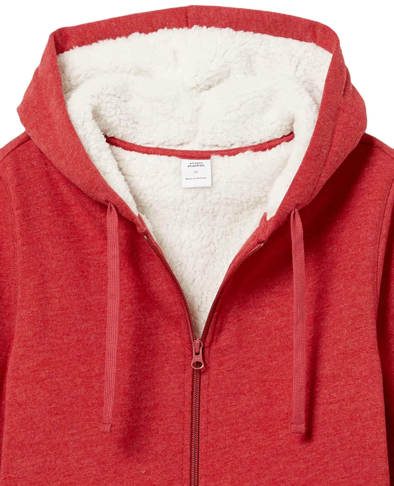 Amazon Essentials Giacca con Cappuccio in Pile Foderata in Sherpa Donna, Rosso Puntinato, M - immagine 7