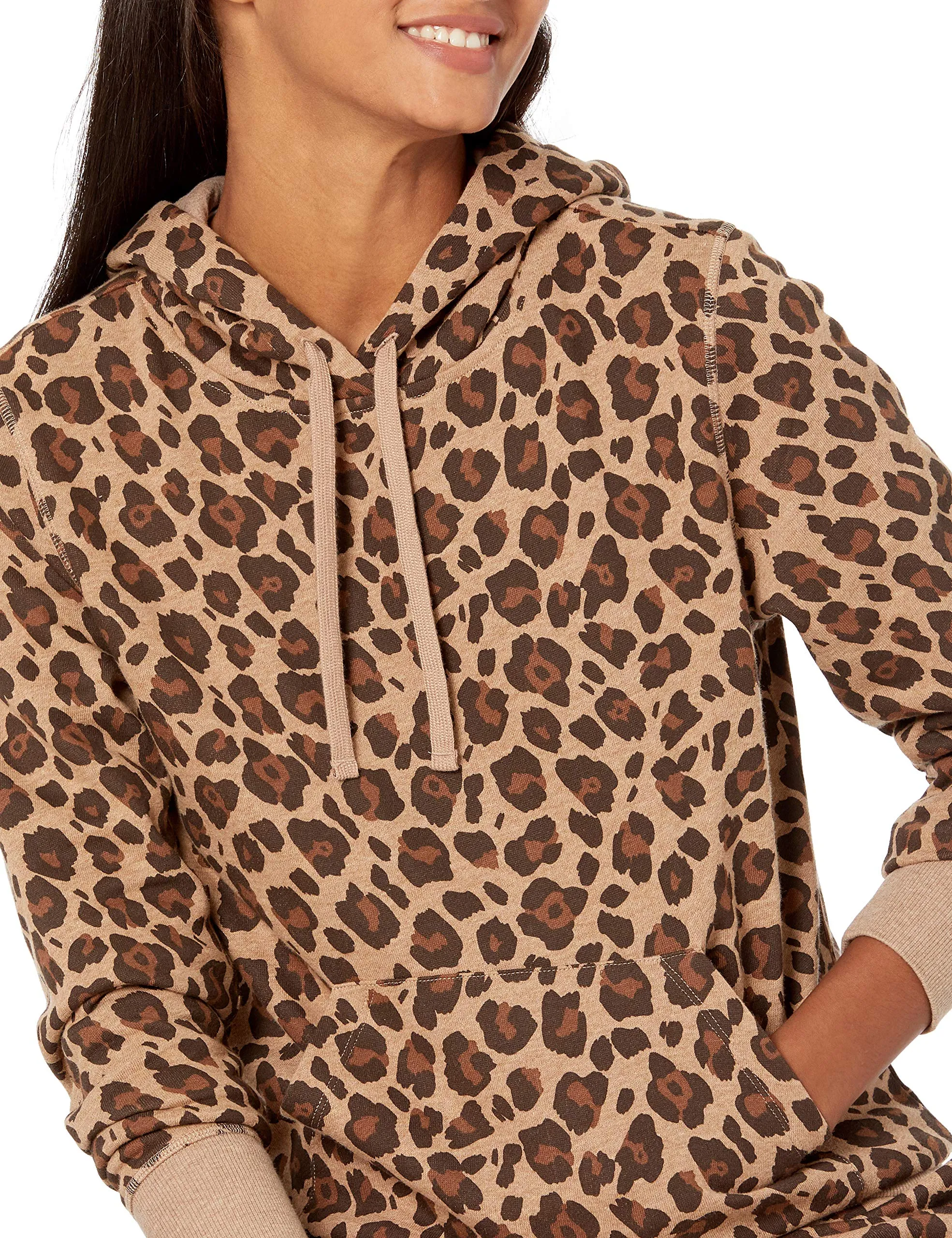 Amazon Essentials Felpa con Cappuccio in Pile Regular Fit Donna, Cammello Leopardata, XL - immagine 3