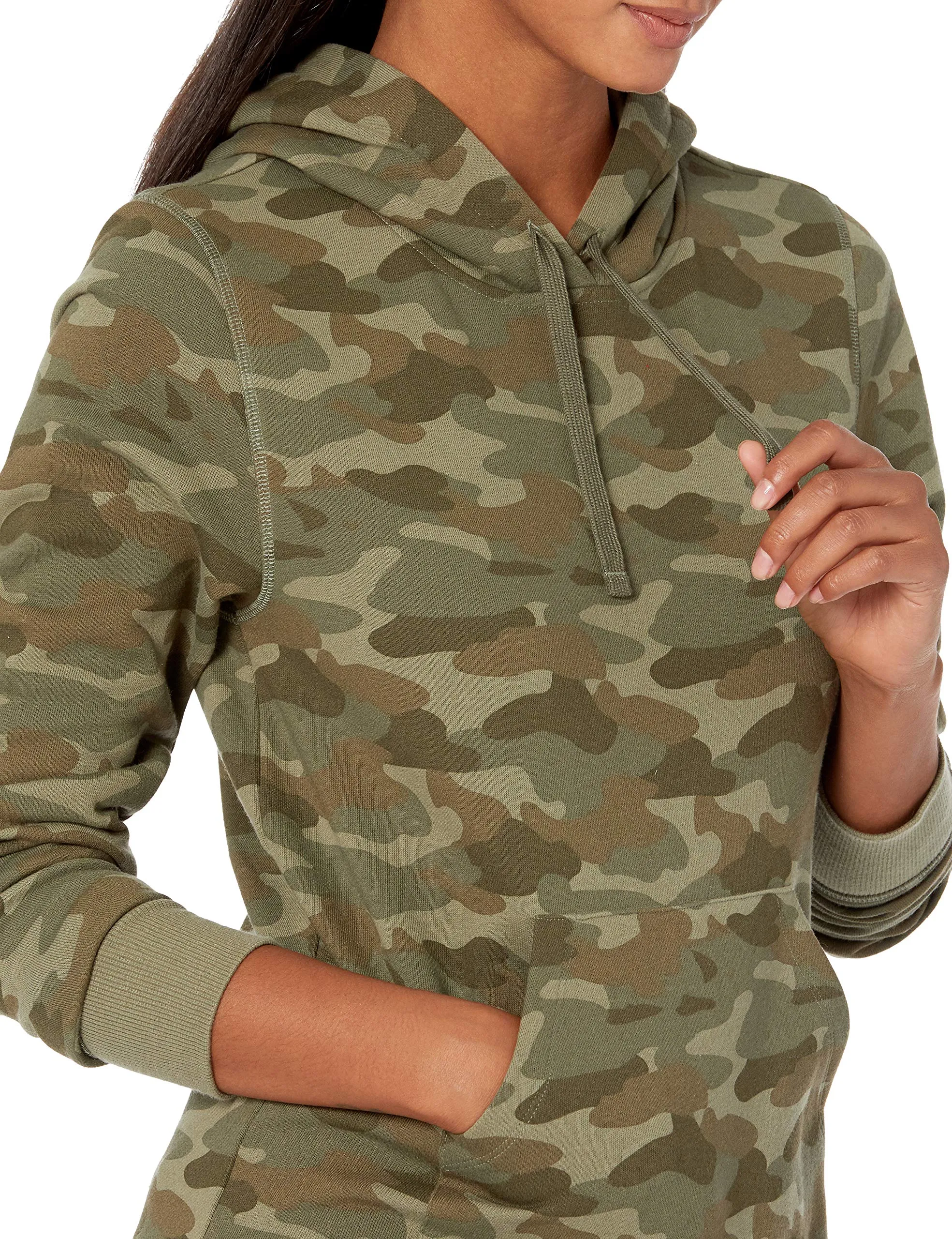 Amazon Essentials Felpa con Cappuccio in Pile Donna, Verde Mimetica, L - immagine 3