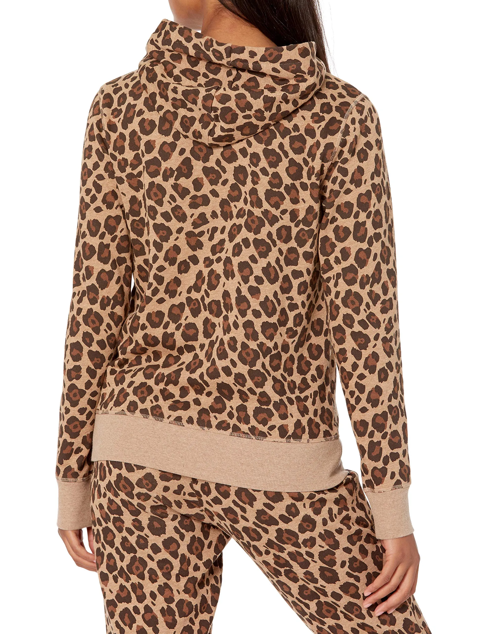 Amazon Essentials Felpa con Cappuccio in Pile Donna, Cammello Leopardata, L - immagine 2