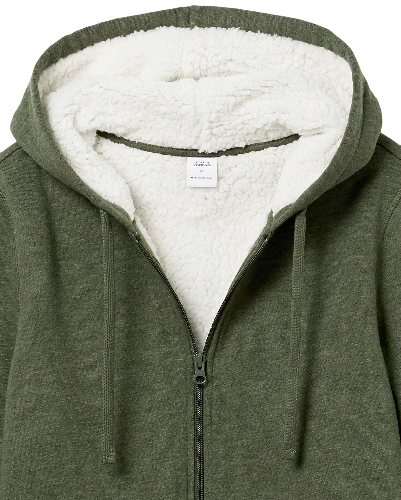 Amazon Essentials Giacca con Cappuccio in Pile Foderata in Sherpa Donna, Verde Oliva Puntinato, S - immagine 7