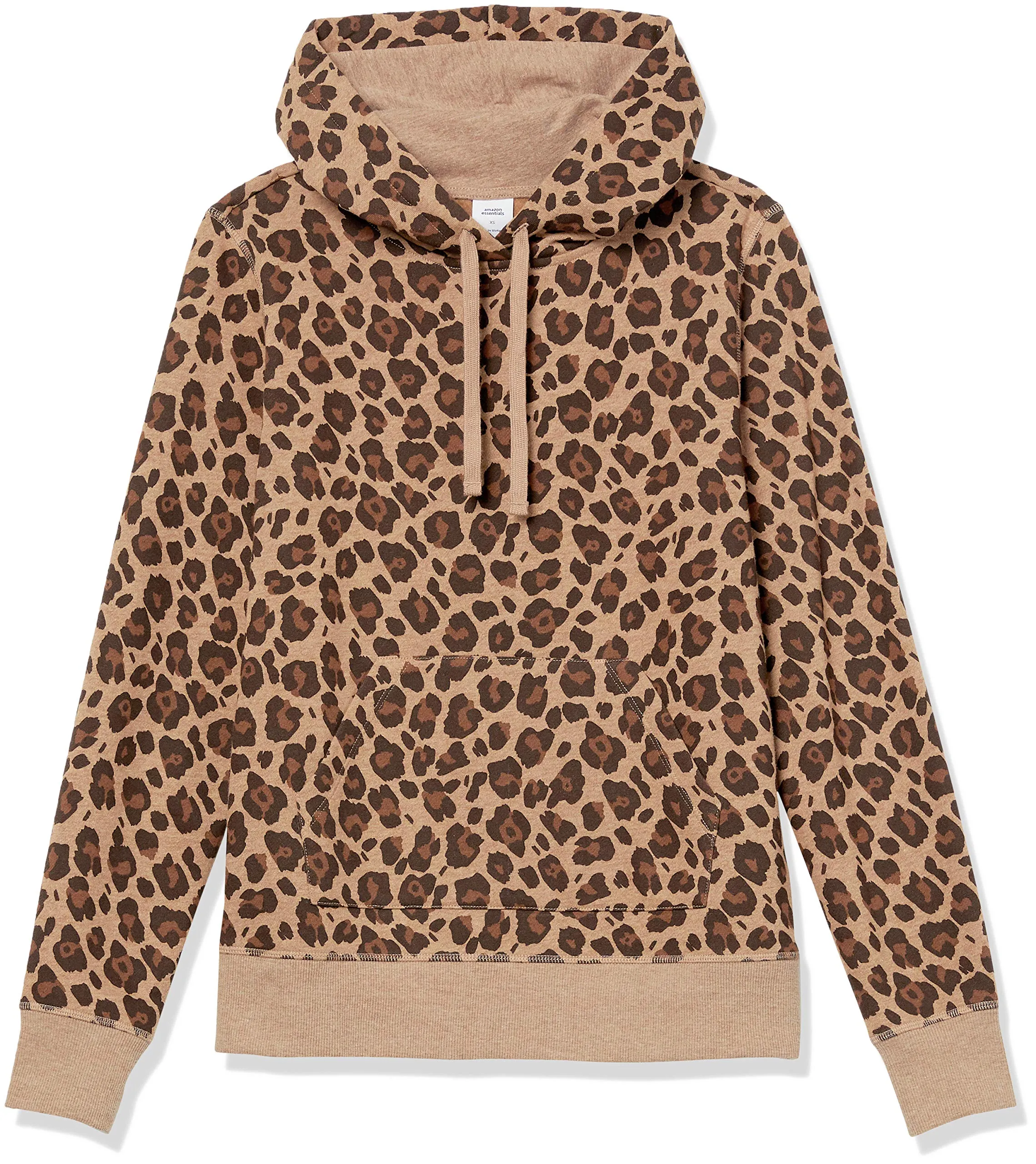 Amazon Essentials Felpa con Cappuccio in Pile Donna, Cammello Leopardata, S - immagine 5