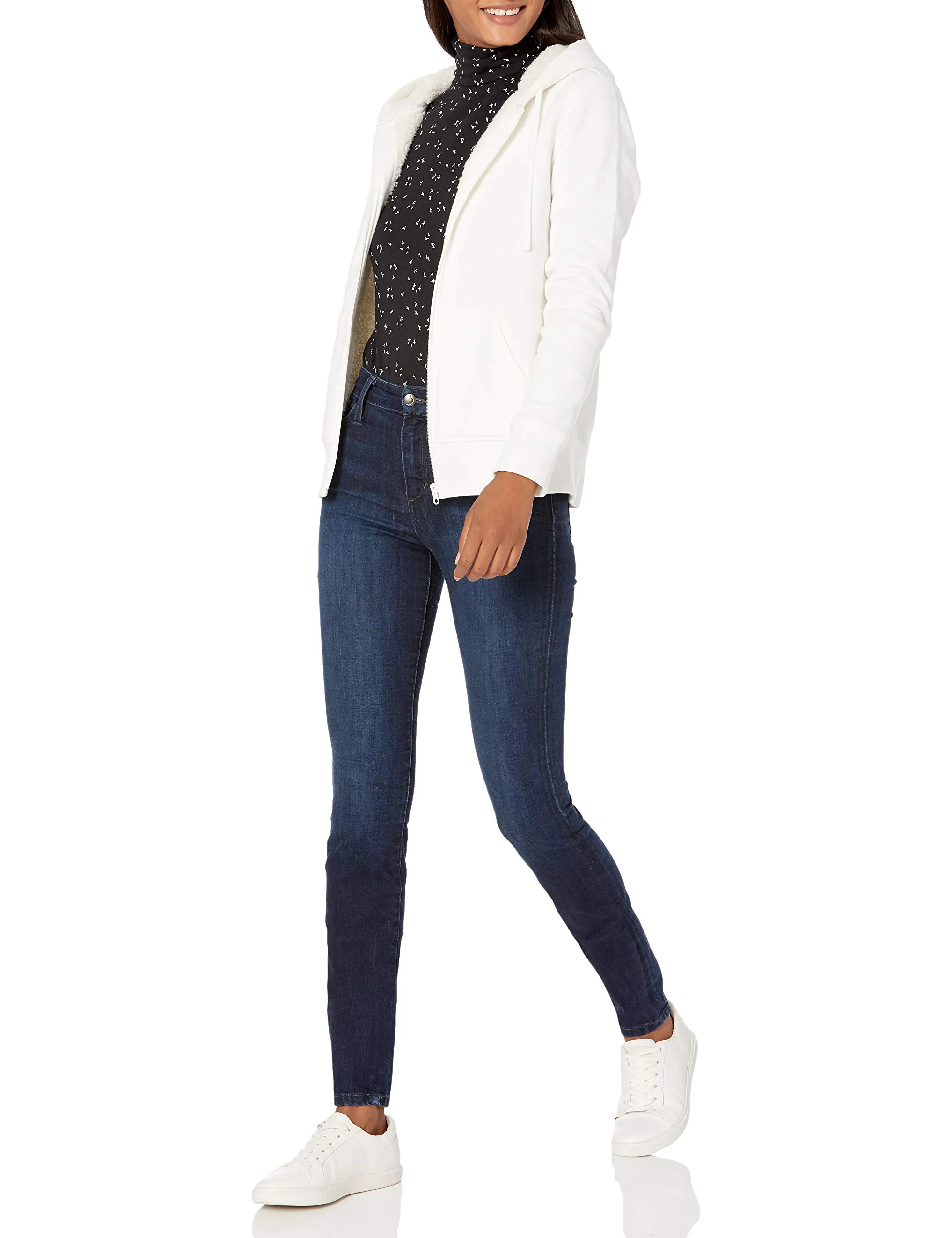 Amazon Essentials Giacca con Cappuccio a Cerniera in Pile Foderata in Sherpa Donna, Bianco Sporco, XXL - immagine 5