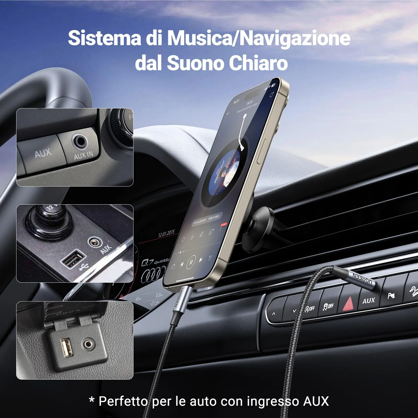 UGREEN Cavo USB C a Jack 3.5mm con Chip DAC, 1m, Grigio - immagine 5