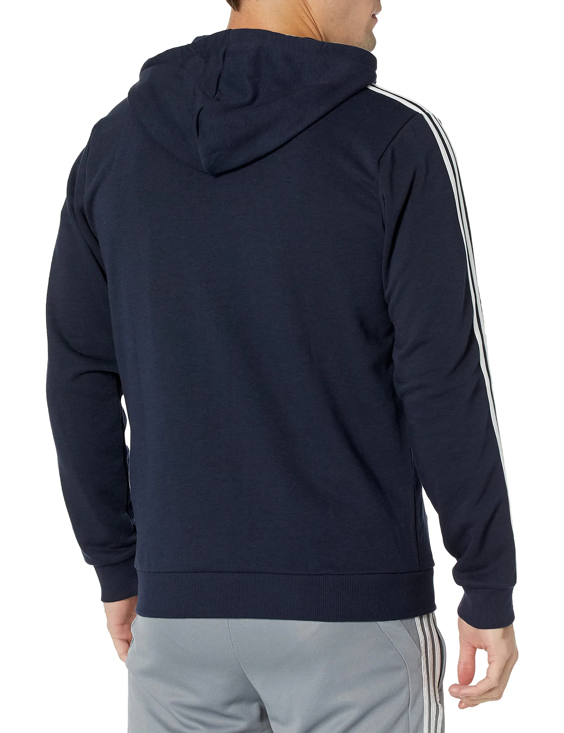 Adidas Men's Standard Essentials French Terry 3-Stripes Full-Zip Hoodie, Legend Ink/White, XXL - immagine 2