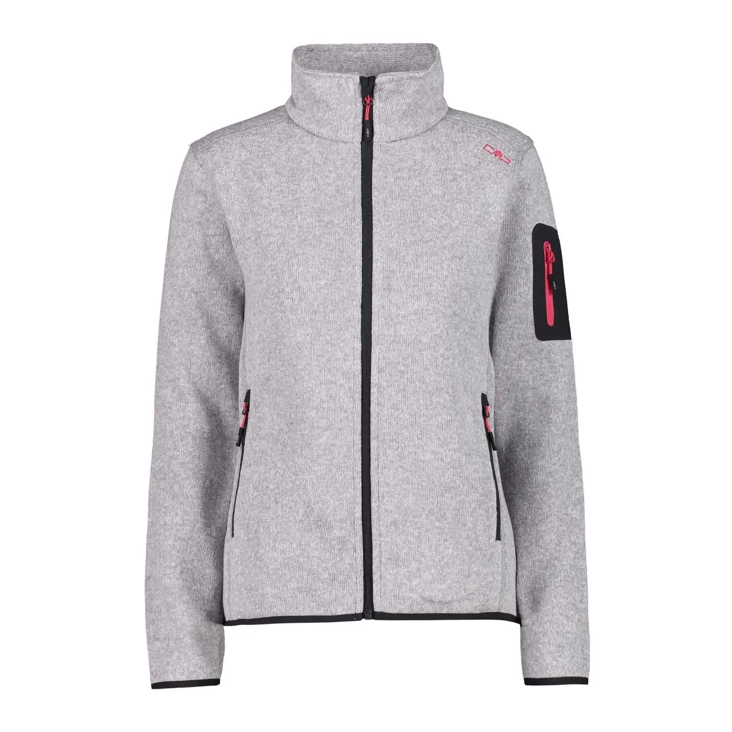 CMP Giacca in Pile Knit Tech Donna, Argento-Fragola, 44 - immagine 1