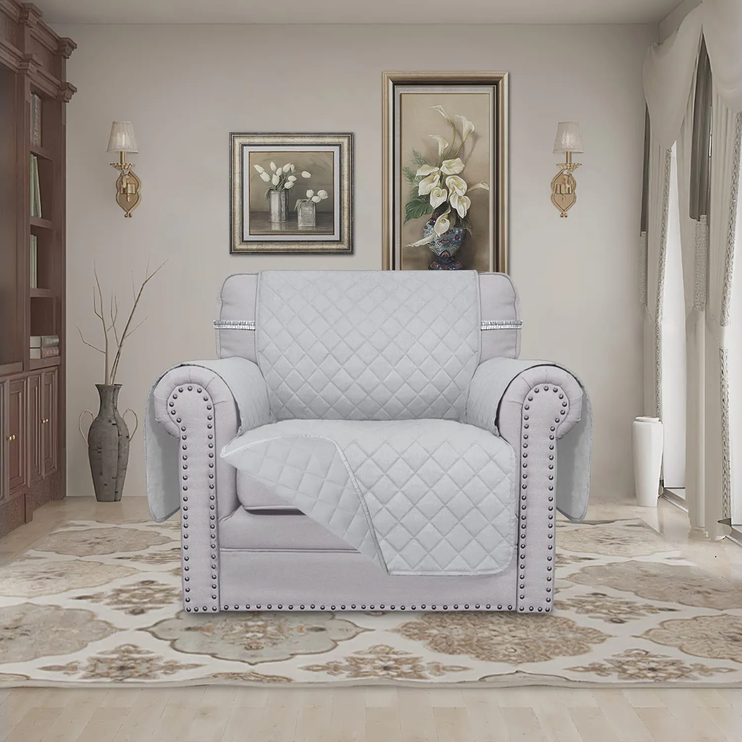 Easy-Going Copridivano Impermeabile Double Face per Sedia, Grigio Chiaro - immagine 2