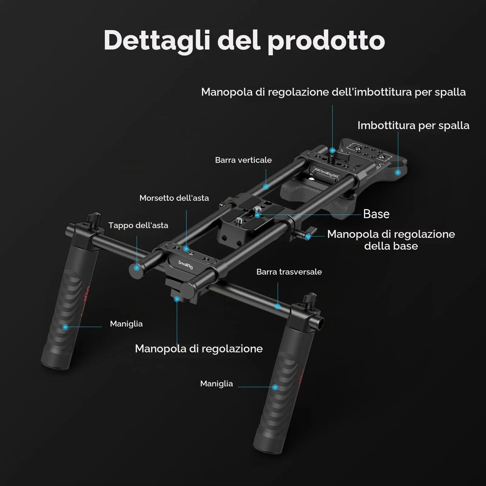 SmallRig Kit di Supporto Universale da Spalla per Fotocamera, 40 cm, Aste da 15 mm, 2896C - immagine 2