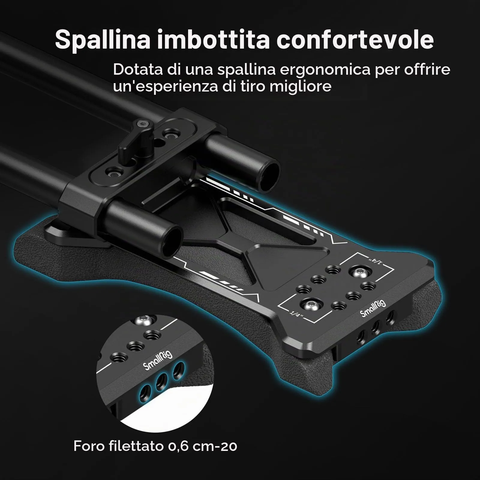 SmallRig Kit di Supporto Universale da Spalla per Fotocamera, 40 cm, Aste da 15 mm, 2896C - immagine 5
