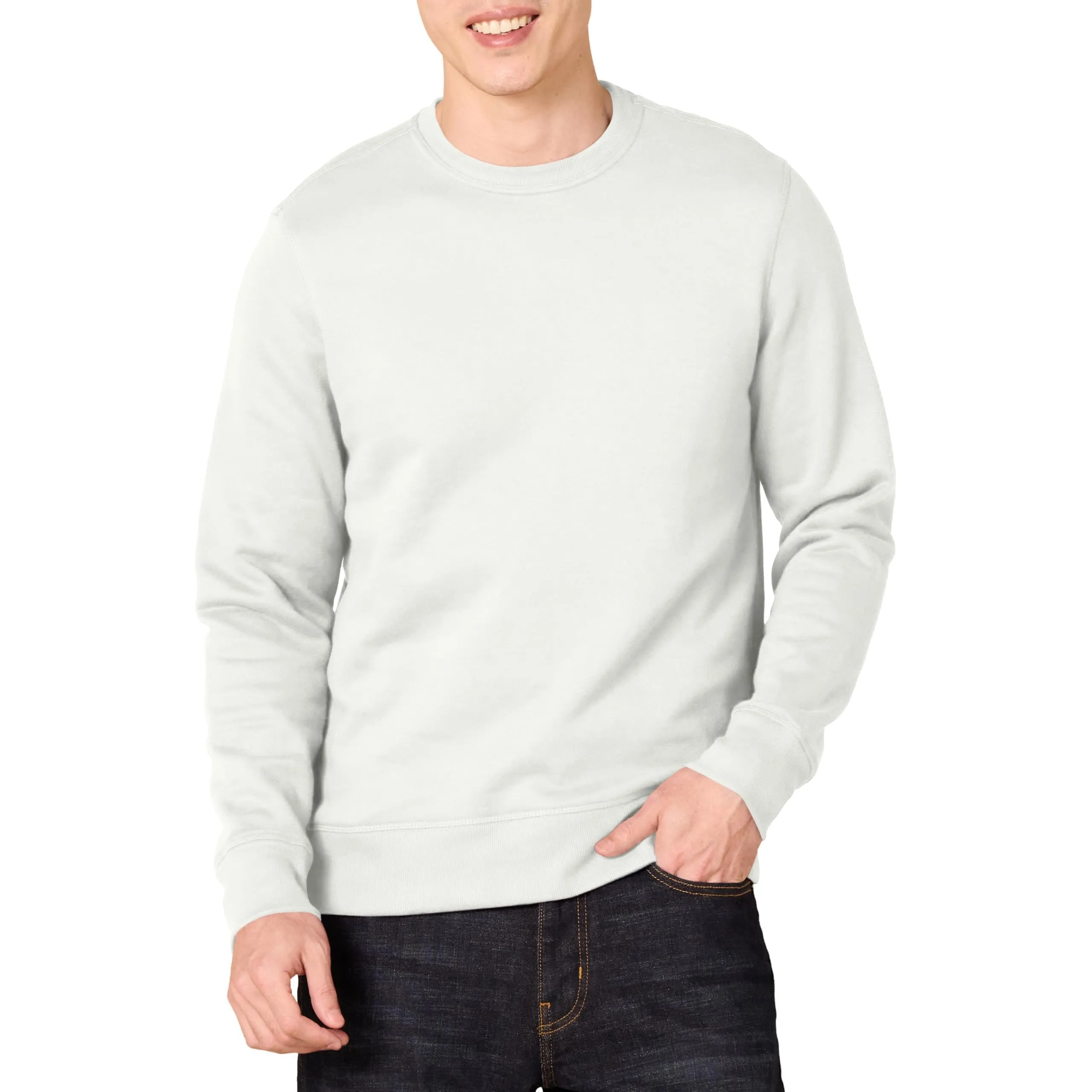 Amazon Essentials Felpa in Pile Girocollo Uomo, Grigio Chiaro, M - immagine 1