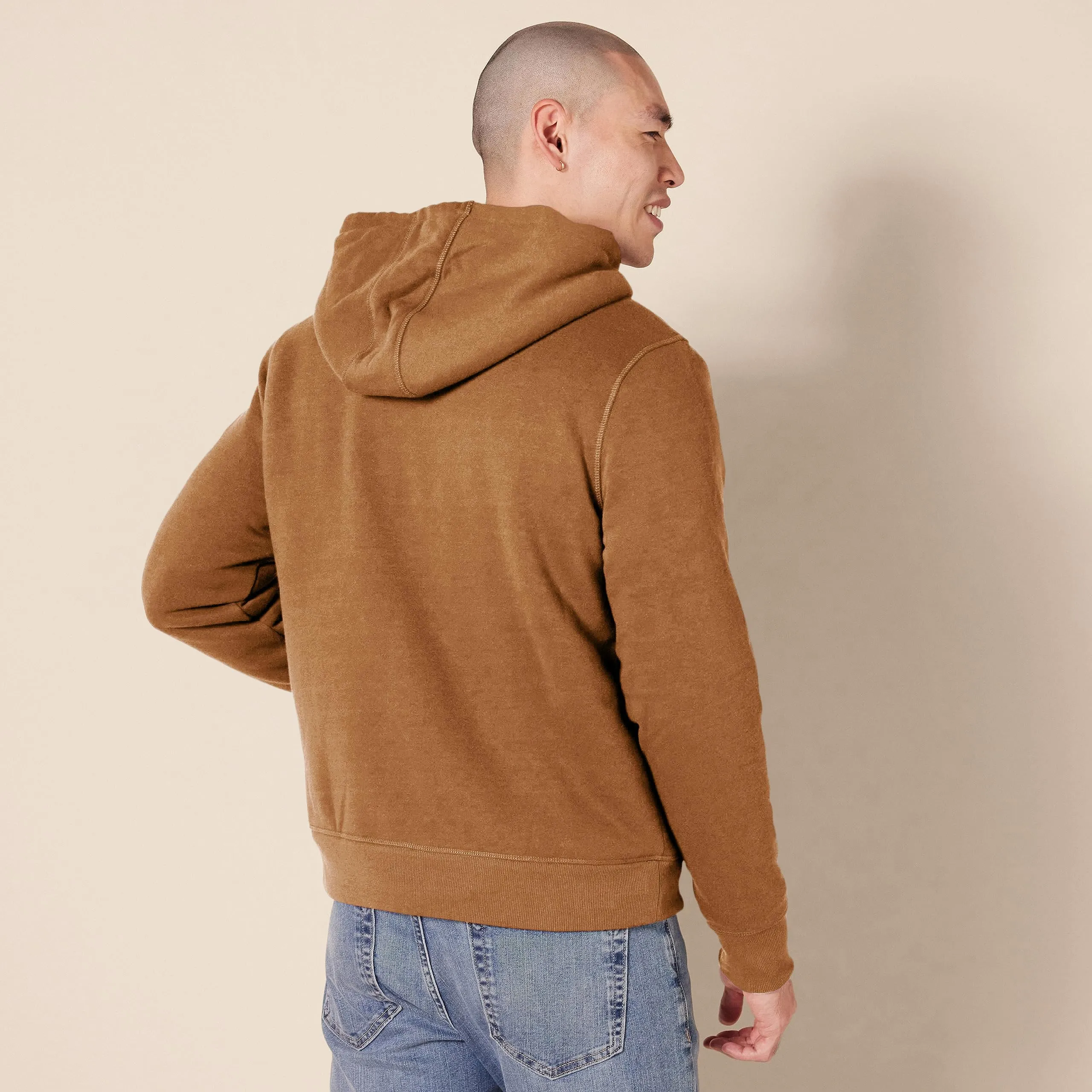 Amazon Essentials Felpa con Cappuccio e Cerniera Integrale in Pile Foderata in Sherpa Uomo, Marrone Toffee, XL - immagine 2