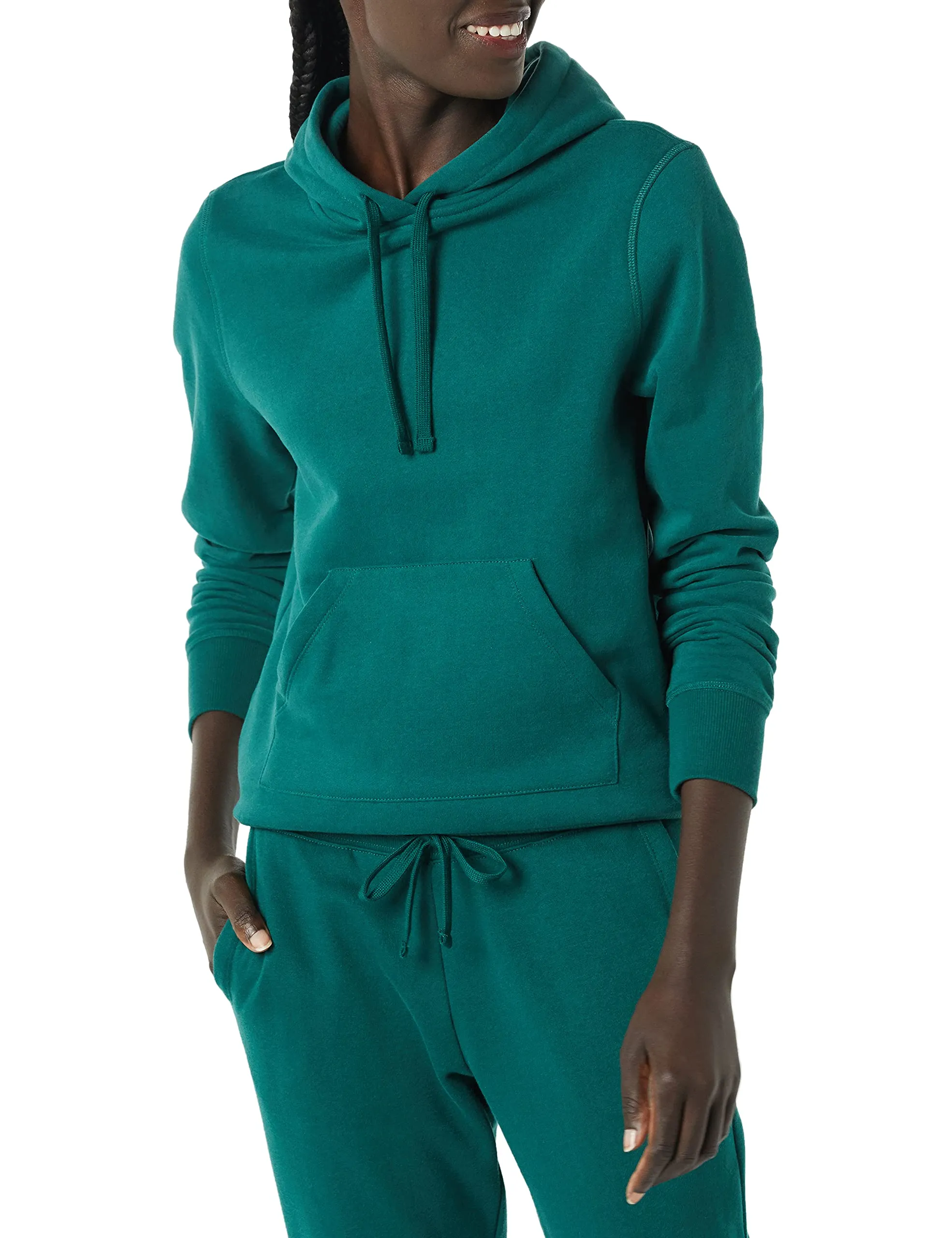 Amazon Essentials Felpa con Cappuccio in Pile, Verde Scuro, M - immagine 1
