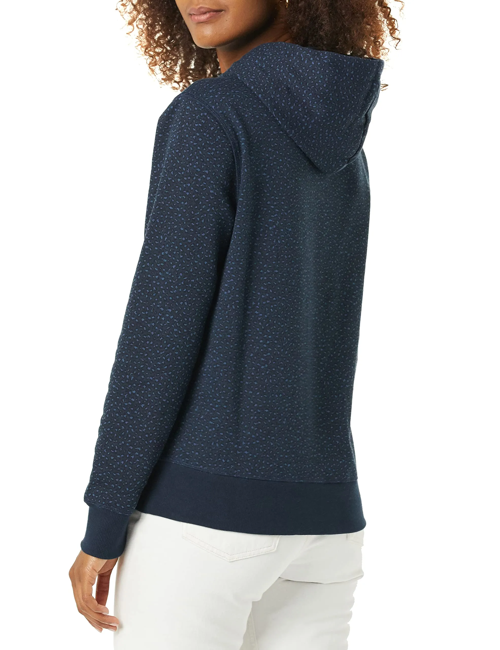 Amazon Essentials Felpa con Cappuccio in Pile Donna, Blu Marino Maculata, M - immagine 2