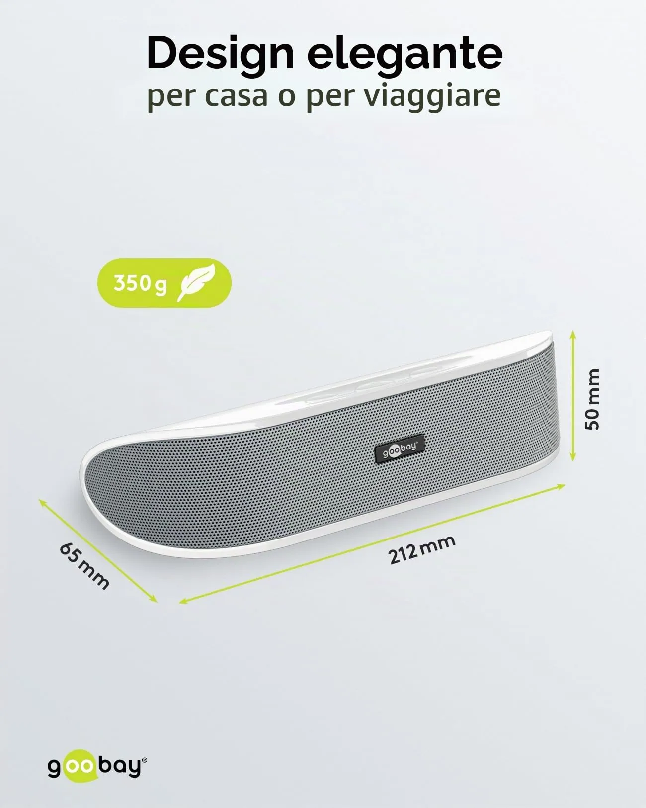 Goobay 95122 SoundBar Sistema Audio a 2 Vie 6W, Bianco - immagine 3