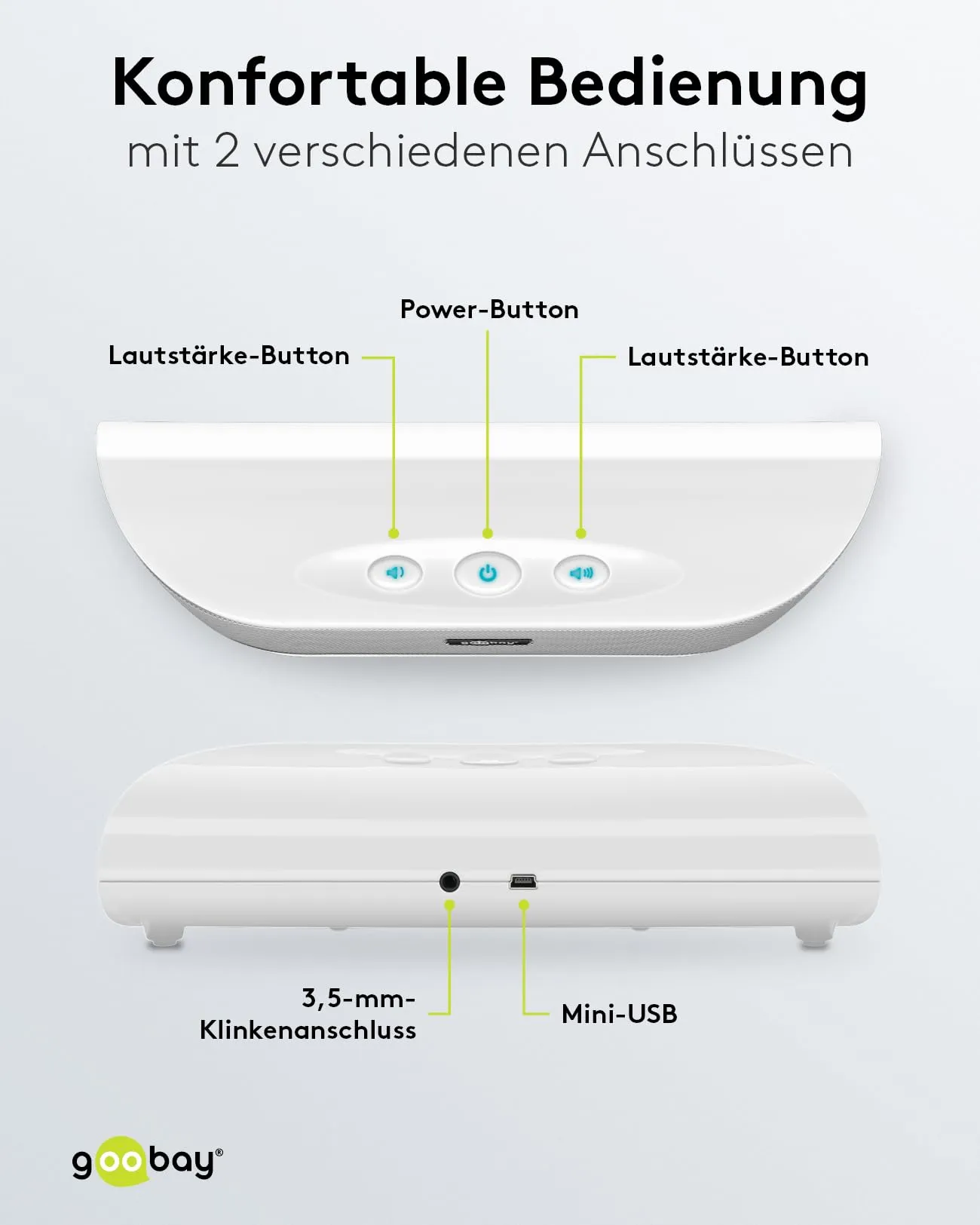 Goobay 95122 SoundBar Sistema Audio a 2 Vie 6W, Bianco - immagine 4