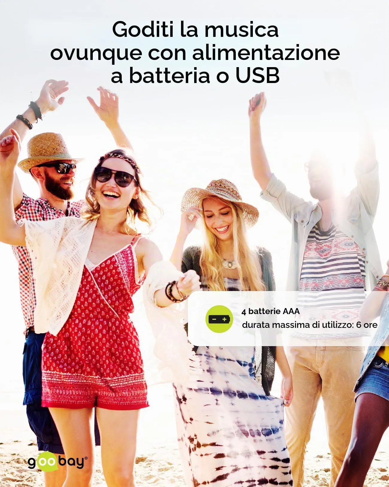 Goobay 95122 SoundBar Sistema Audio a 2 Vie 6W, Bianco - immagine 5