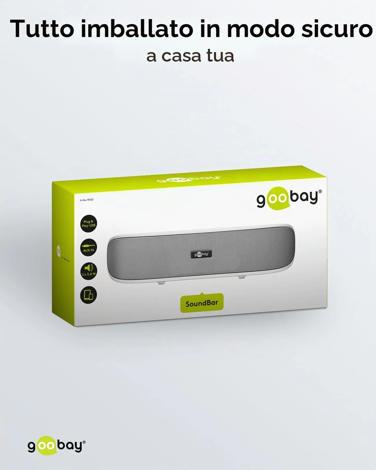 Goobay 95122 SoundBar Sistema Audio a 2 Vie 6W, Bianco - immagine 9