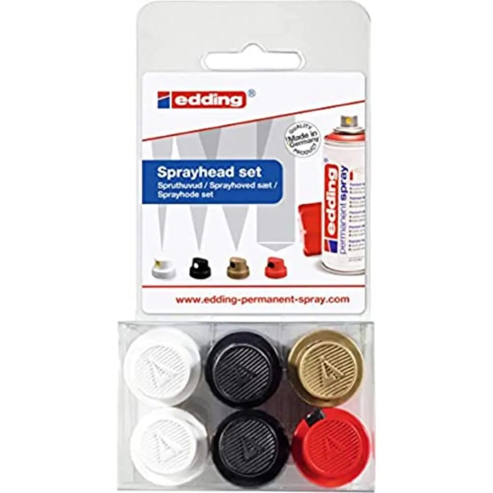 Edding 5200 Set di 6 testine di spruzzatura intercambiabili, 4 diverse larghezze di spruzzo (1-14 cm) - immagine 1