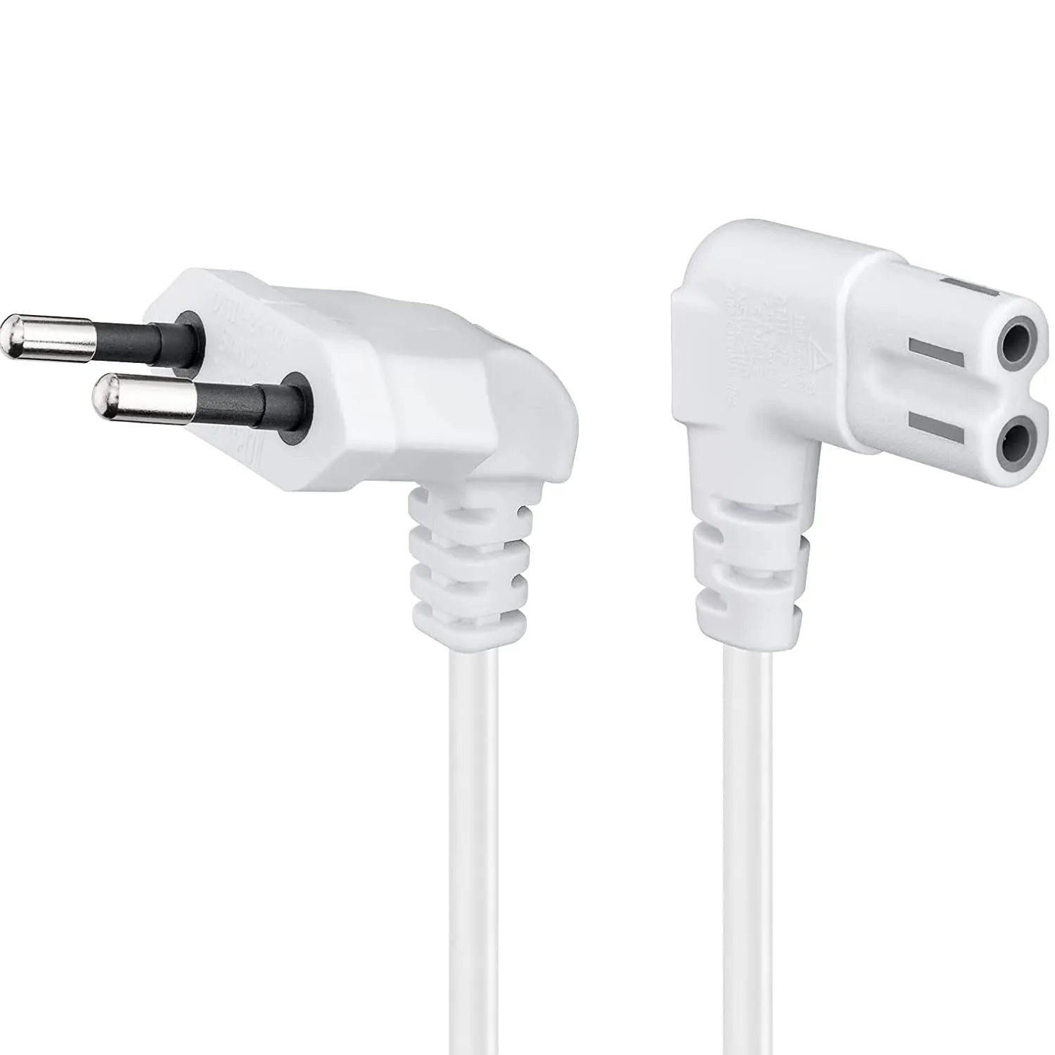 CABLEPELADO Cavo di Alimentazione IEC-320 a Gomito C7, 0,75 mm², Bianco, 2 Metri - immagine 1