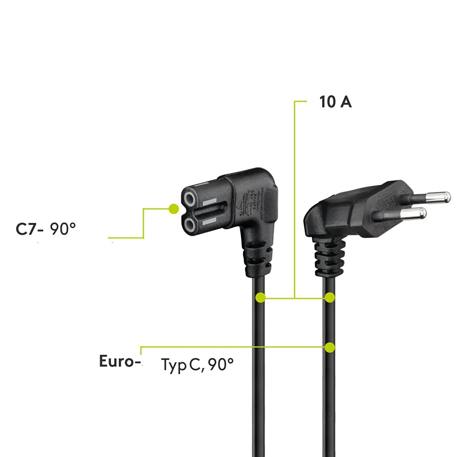 CABLEPELADO Cavo di Alimentazione IEC-320 a Gomito C7, 0,75 mm², Compatibile con Samsung, Philips, LG, Sony, Sharp, Panasonic, TV LED, Sky High Tech, PS4, Nero, 3 m - immagine 5