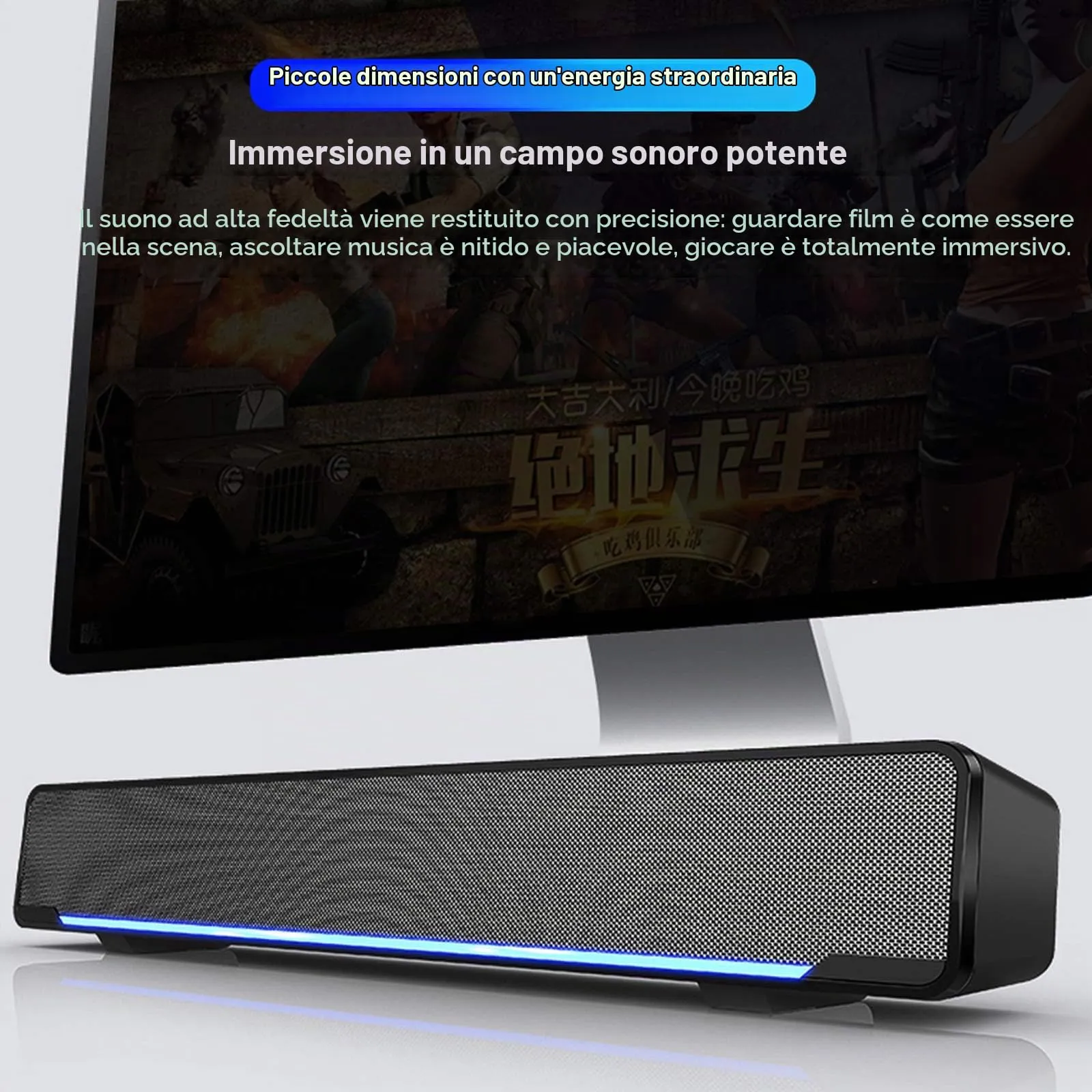 docooler Mini Soundbar Stereo Subwoofer with USB and 3.5mm Audio Input for PC Laptop Smartphone Tablet MP3 MP4 - immagine 9
