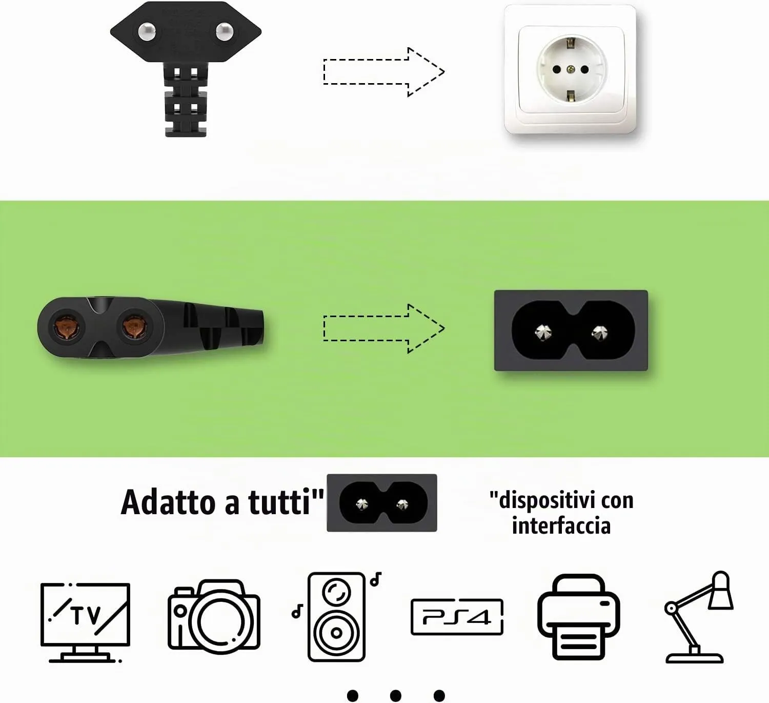 CABLEPELADO Cavo di Alimentazione IEC-320 a Gomito C7, 0,75 mm², Compatibile con Samsung, Philips, LG, Sony, Sharp, Panasonic, TV LED, Sky High Tech, PS4, Nero, 1,5 m - immagine 5