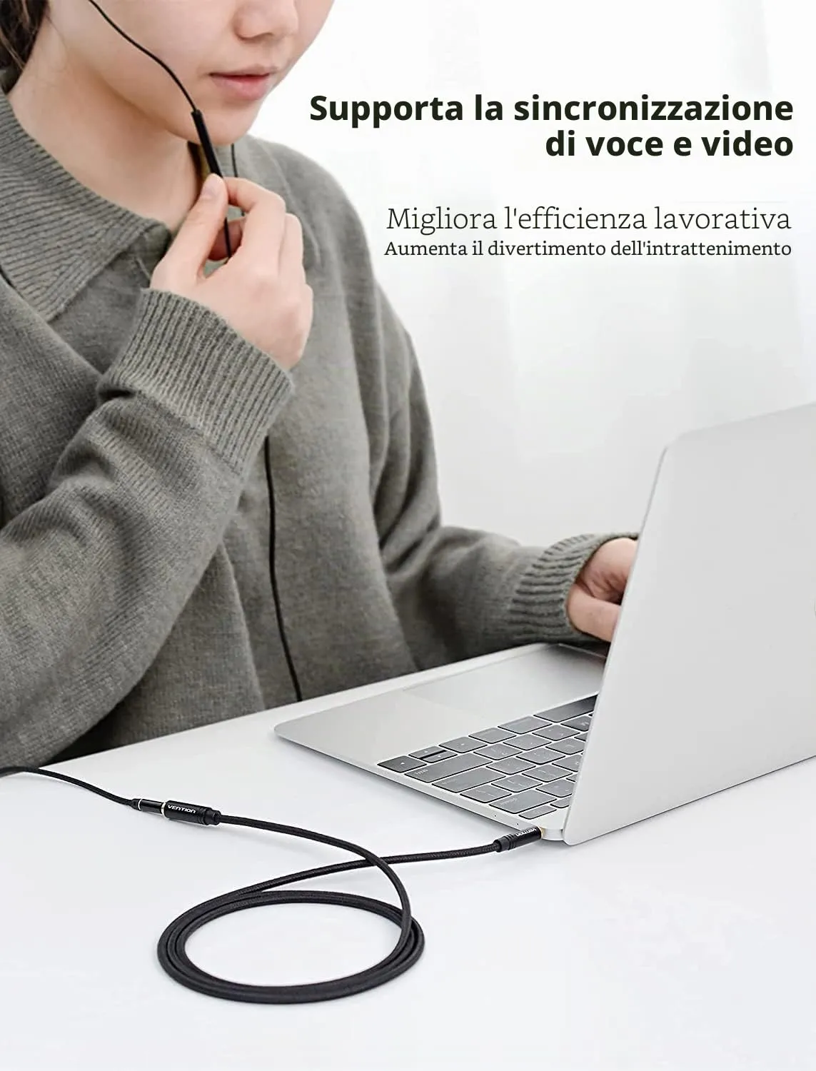 VENTION Prolunga Cuffie Jack 3,5mm Cavo Audio Stereo Aux Maschio a Femmina, 5m - immagine 7