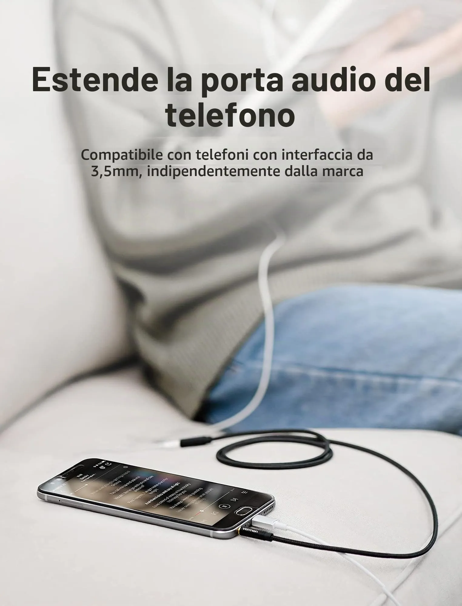 VENTION Prolunga Cuffie Jack 3,5mm Cavo Audio Stereo Aux Maschio a Femmina 1m - immagine 8
