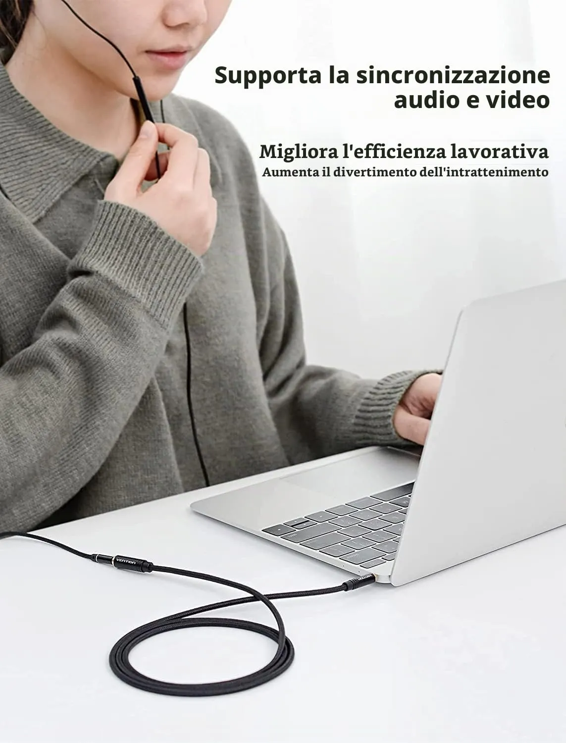 VENTION Prolunga Cuffie Jack 3,5mm Cavo Audio Stereo Aux Maschio a Femmina 1,5m - immagine 6