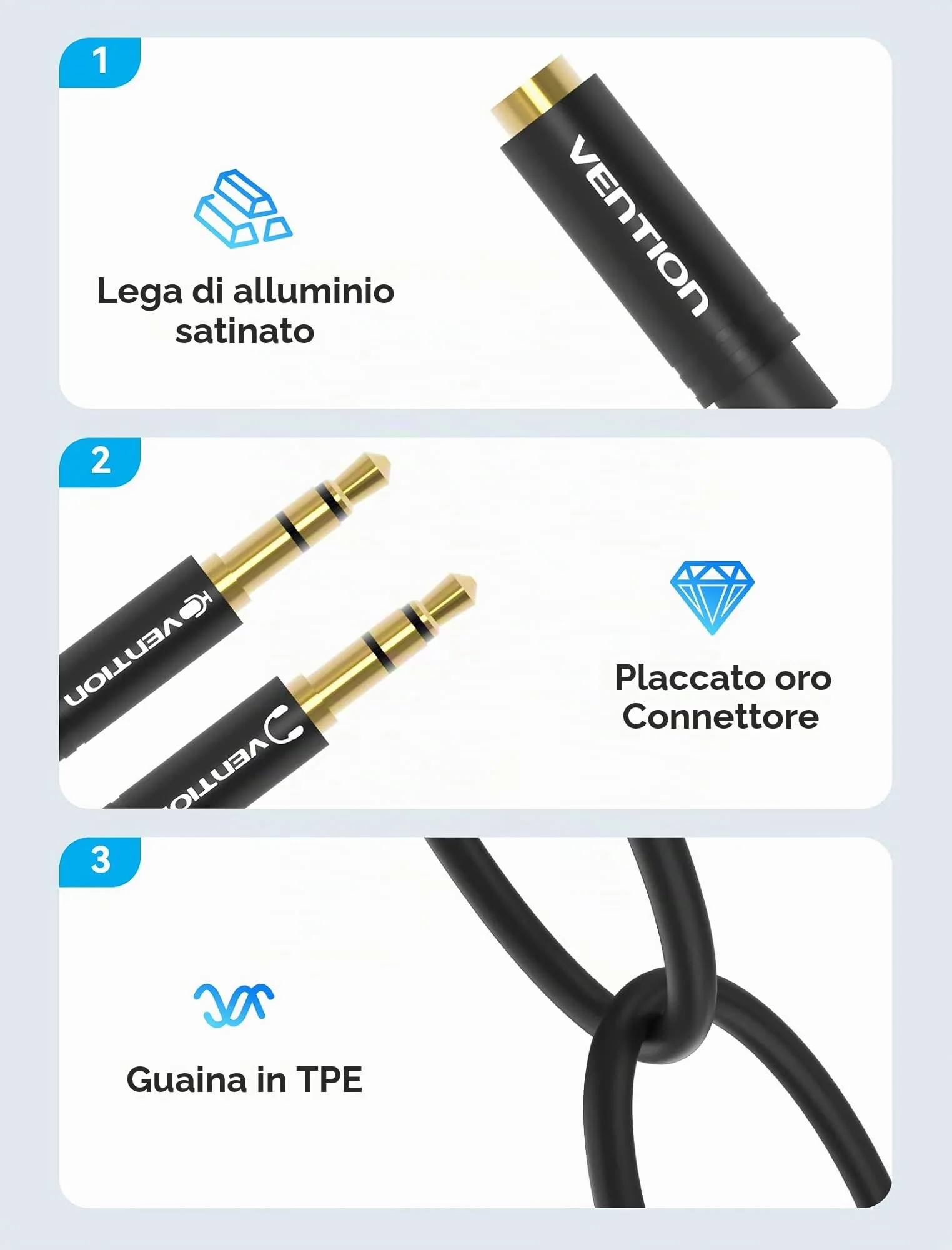 VENTION Sdoppiatore Cuffie Doppio Jack 3,5mm Maschio a Femmina Cavo Audio 2 in 1 con Microfono per Notebook, PC, PS4, Xbox (0,3m) - immagine 5