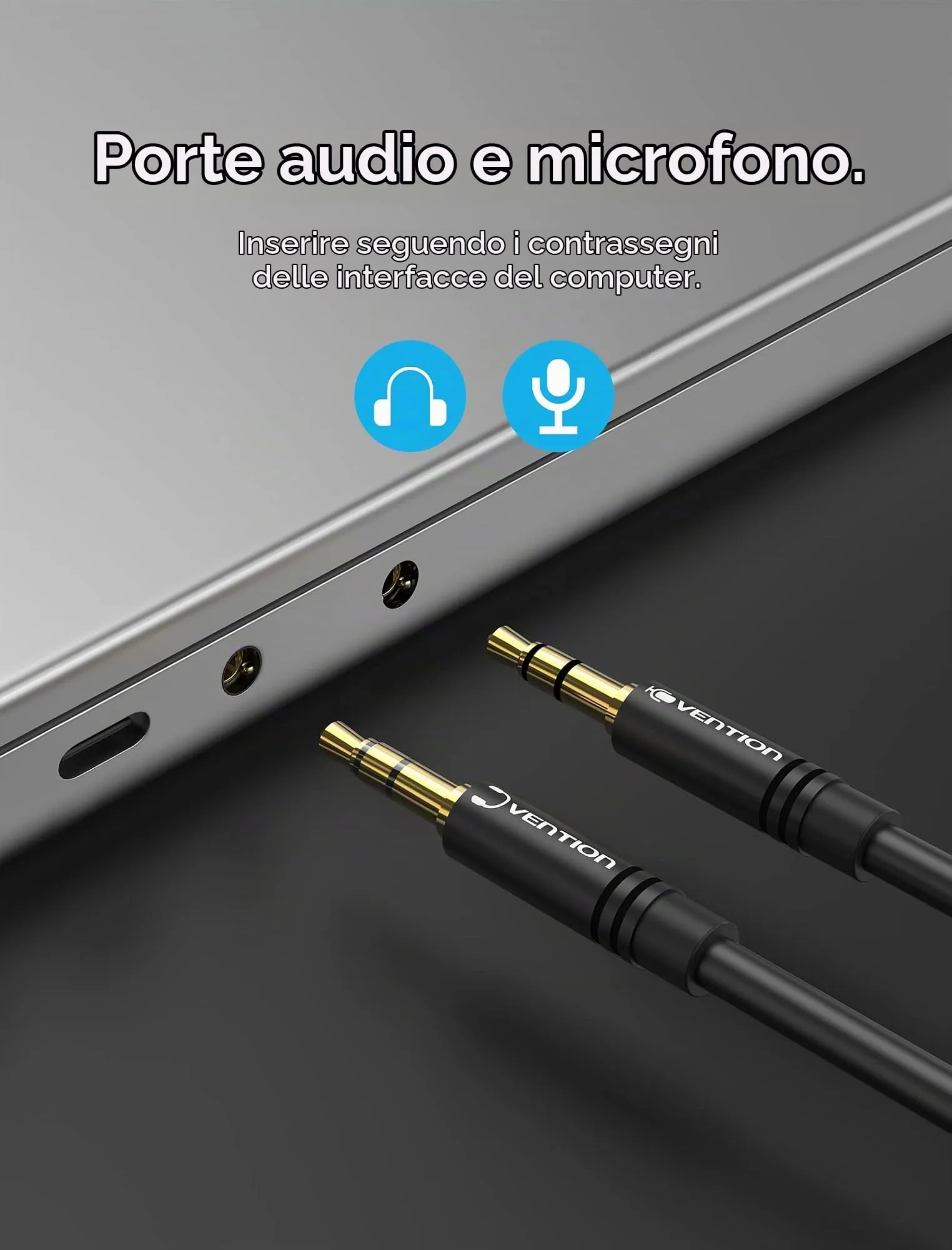 VENTION Sdoppiatore Cuffie Doppio Jack 3,5mm Maschio a Femmina Cavo Audio 2 in 1 con Microfono (1,5m) - immagine 2