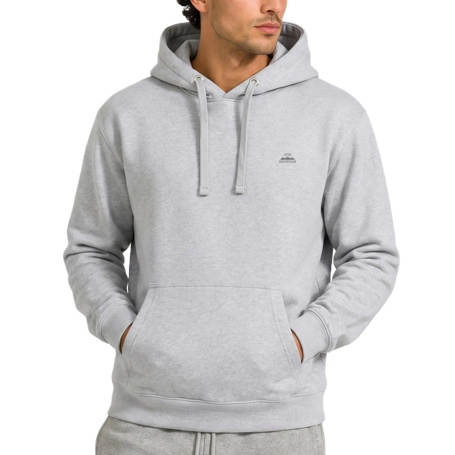 Iron Mountain Felpa Uomo con Cappuccio Fleece, Grigio Chiaro, 3XL - immagine 1