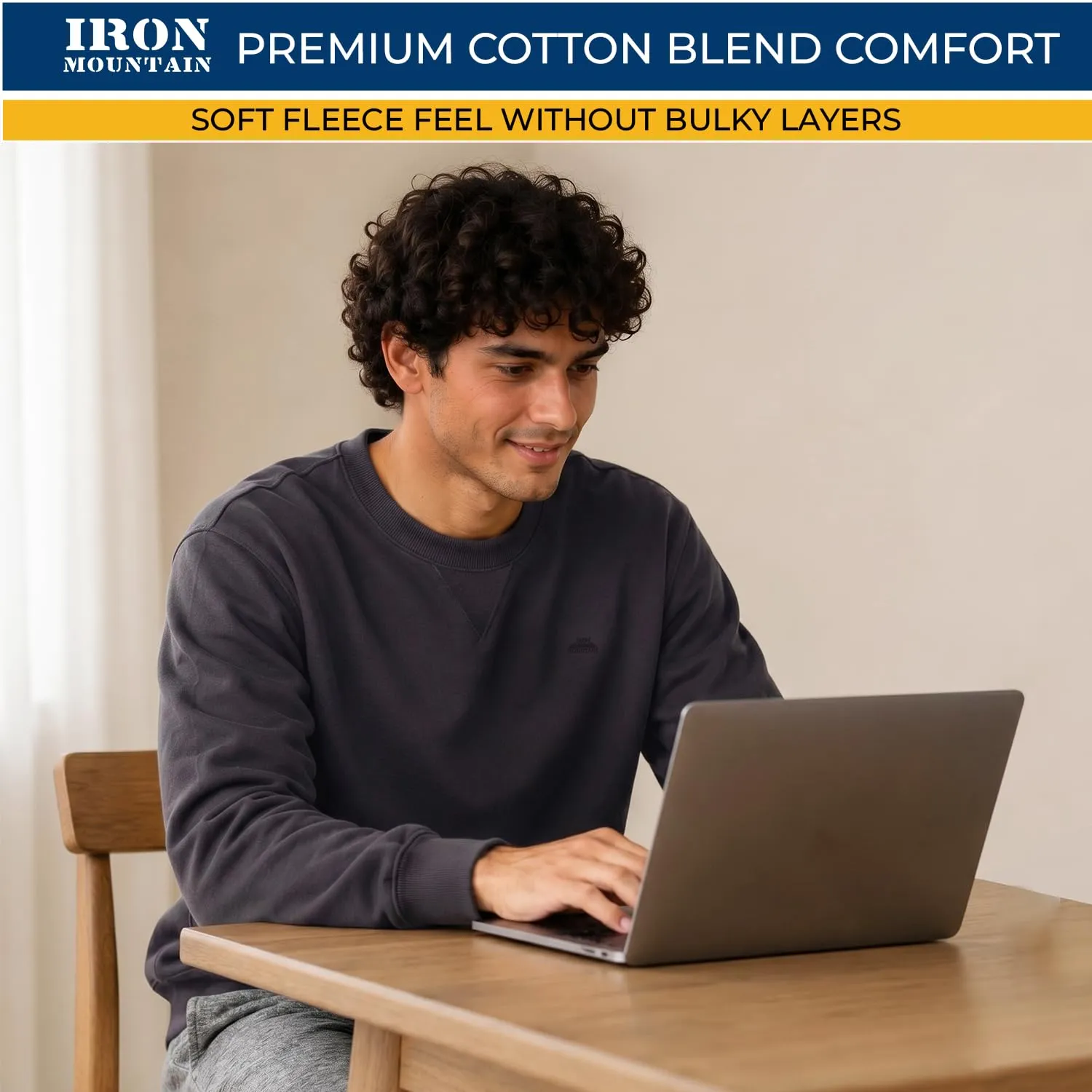 Iron Mountain Felpa Uomo Girocollo Fleece - Carbone, L - immagine 8