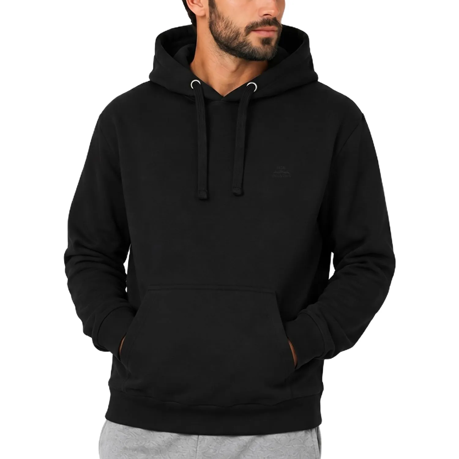 Iron Mountain Felpa Uomo con Cappuccio in Fleece Nero, M - immagine 1