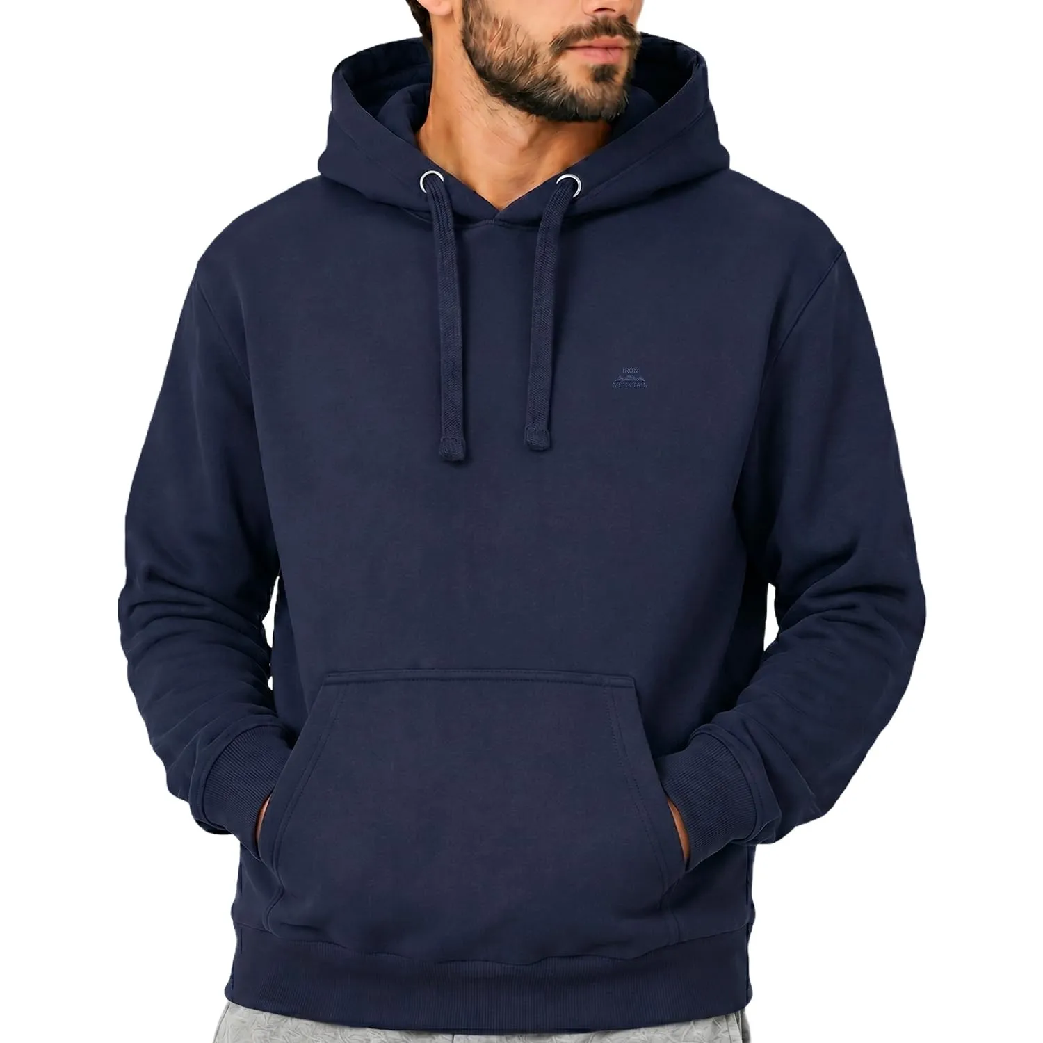 Iron Mountain Felpa con Cappuccio Fleece Blu Navy, XL - immagine 1
