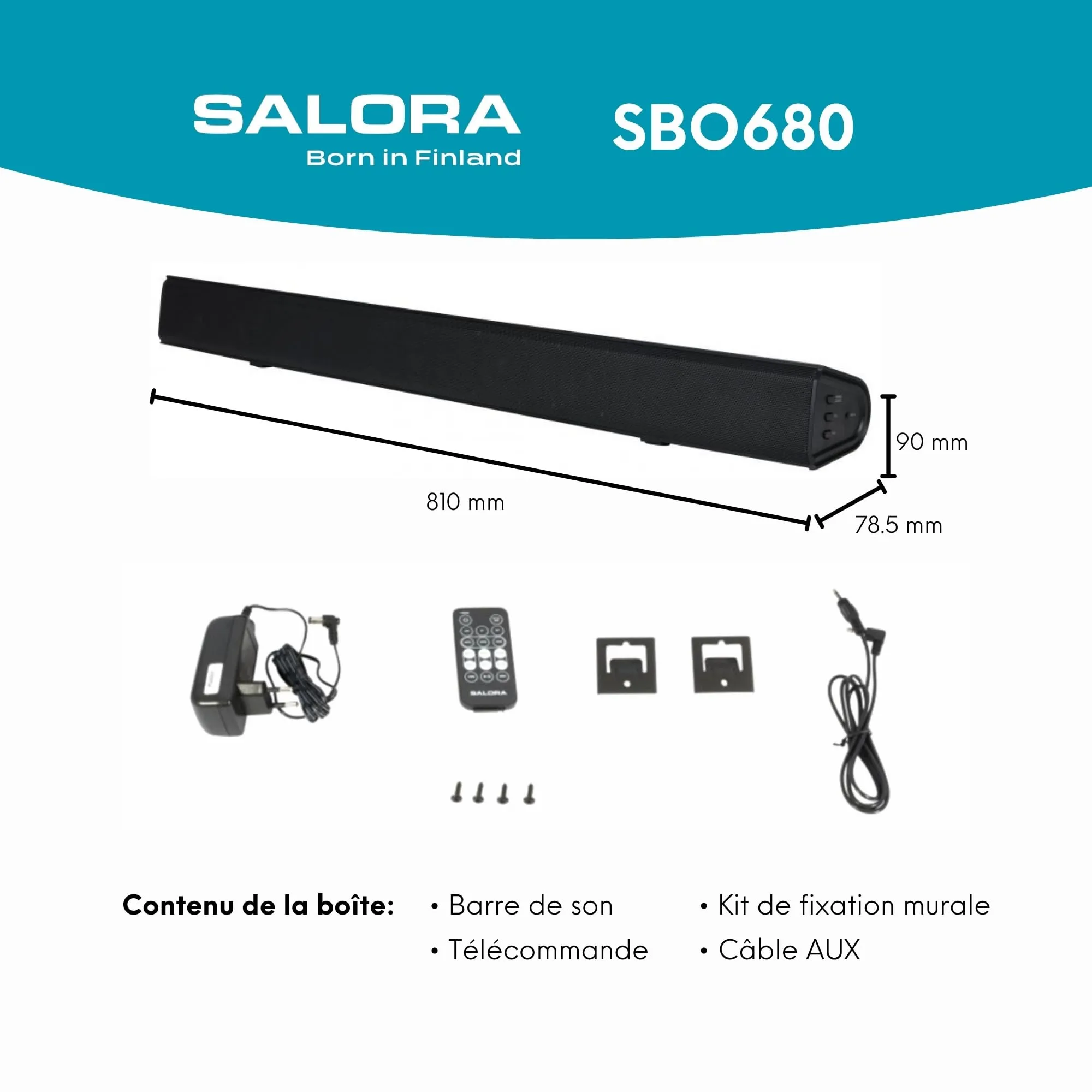 SALORA SBO680 Soundbar con Subwoofer, Sistema Audio 2.1, Bluetooth, HDMI, AUX, Nero - immagine 4