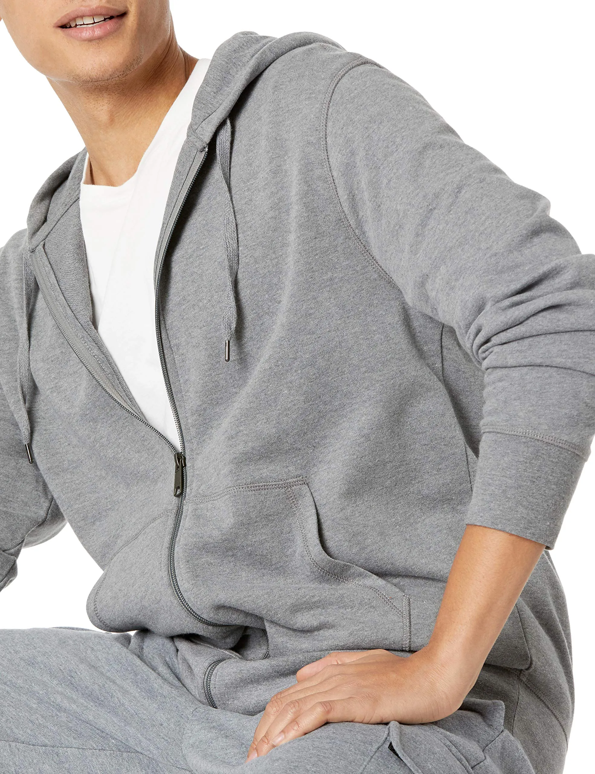 Amazon Essentials Giacca Leggera con Cappuccio e Zip Integrale Uomo, Carbone Puntinato, XXL - immagine 4