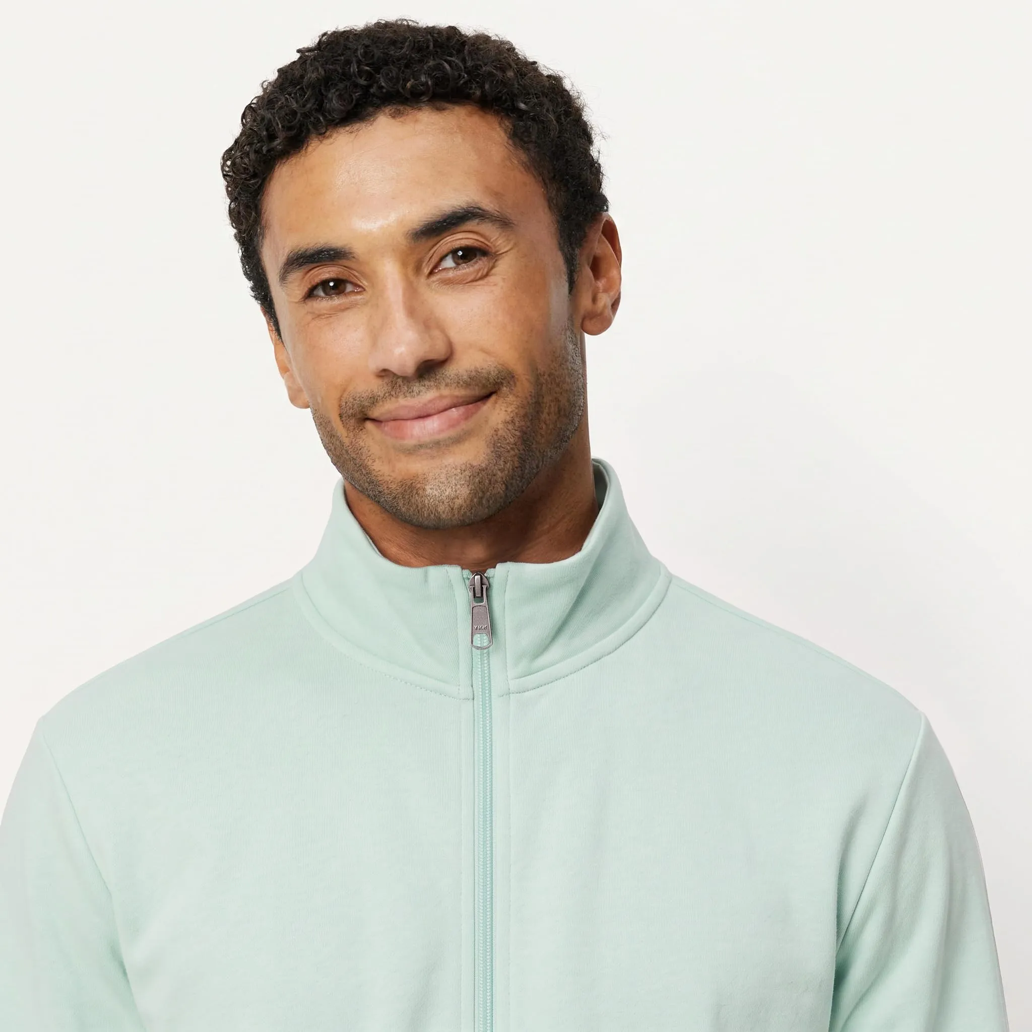 Amazon Essentials Felpa da Uomo in Leggero Misto Cotone con Zip Integrale e Collo Alto, Verde Menta, XS - immagine 4